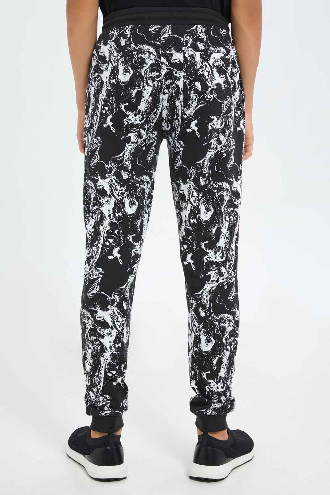Redtag-Boys-Black-Marble-Print-Active-Pants-BSR-Joggers,-Category:Joggers,-Colour:Black,-Deals:New-In,-Dept:Boys,-Filter:Senior-Boys-(8-to-14-Yrs),-New-In-BSR-APL,-Non-Sale,-S23B,-Section:Boys-(0-to-14Yrs)-Senior-Boys-9 to 14 Years