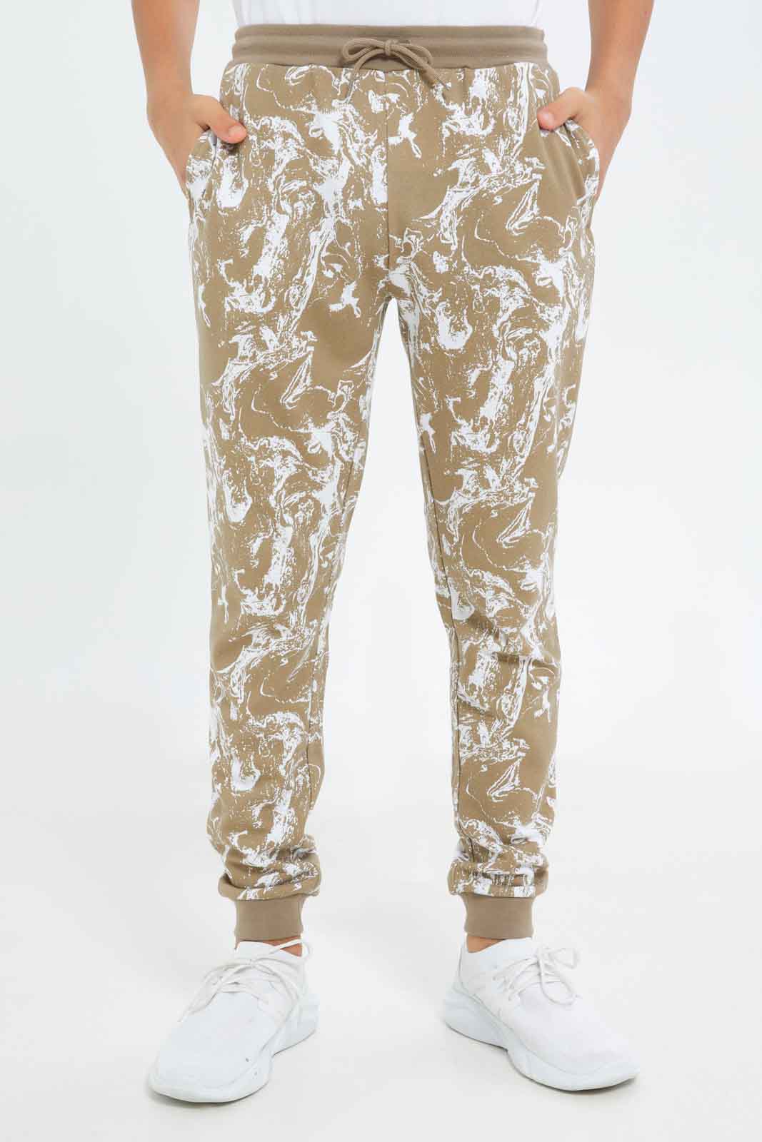 Redtag-Boys-Beige-Marble-Print-Active-Pants-BSR-Joggers,-Category:Joggers,-Colour:Beige,-Deals:New-In,-Dept:Boys,-Filter:Senior-Boys-(8-to-14-Yrs),-New-In-BSR-APL,-Non-Sale,-S23B,-Section:Boys-(0-to-14Yrs)-Senior-Boys-9 to 14 Years