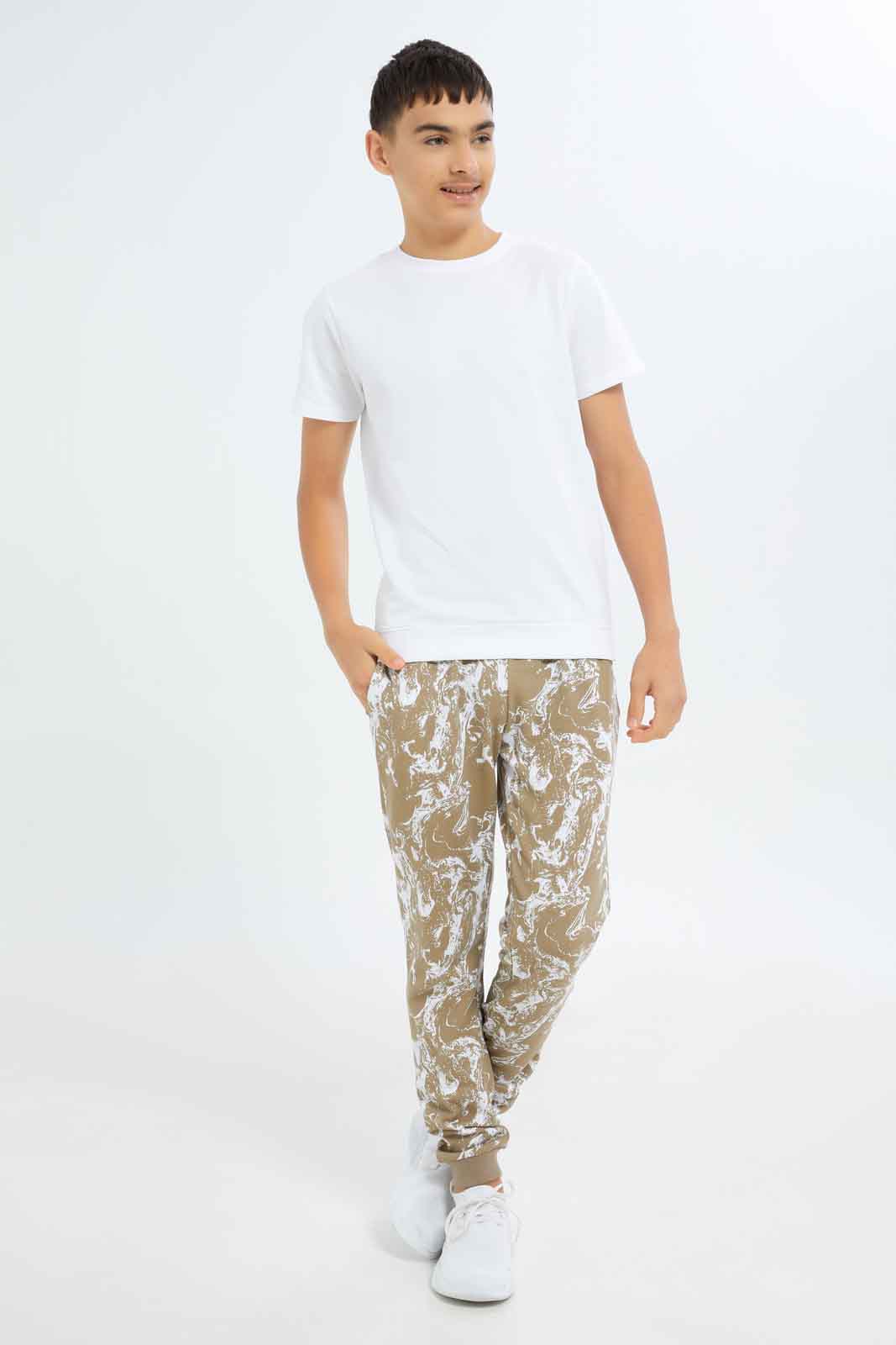 Redtag-Boys-Beige-Marble-Print-Active-Pants-BSR-Joggers,-Category:Joggers,-Colour:Beige,-Deals:New-In,-Dept:Boys,-Filter:Senior-Boys-(8-to-14-Yrs),-New-In-BSR-APL,-Non-Sale,-S23B,-Section:Boys-(0-to-14Yrs)-Senior-Boys-9 to 14 Years