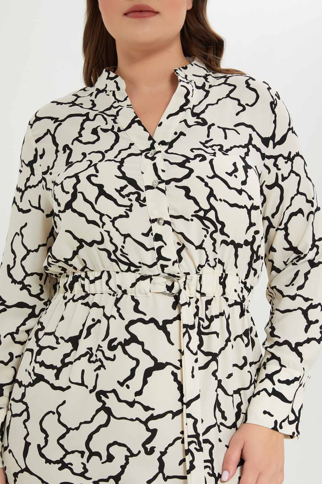Redtag-Women-Ivory-Printed-Waist-Drawstring-Dress-Category:Dresses,-Colour:Assorted,-Deals:New-In,-Dept:Ladieswear,-Filter:Plus-Size,-LDP-Dresses,-New-In-LDP-APL,-Non-Sale,-S23A,-Section:Women-Women's-