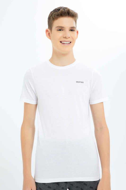 Redtag-Boys-Red-Mel/-White-2-Pc-Pack-Short-Sleeve-Tshirt-BSR-T-Shirts,-Category:T-Shirts,-Colour:Assorted,-Deals:New-In,-Dept:Boys,-Filter:Senior-Boys-(8-to-14-Yrs),-New-In-BSR-APL,-Non-Sale,-S23B,-Section:Boys-(0-to-14Yrs)-Senior-Boys-9 to 14 Years