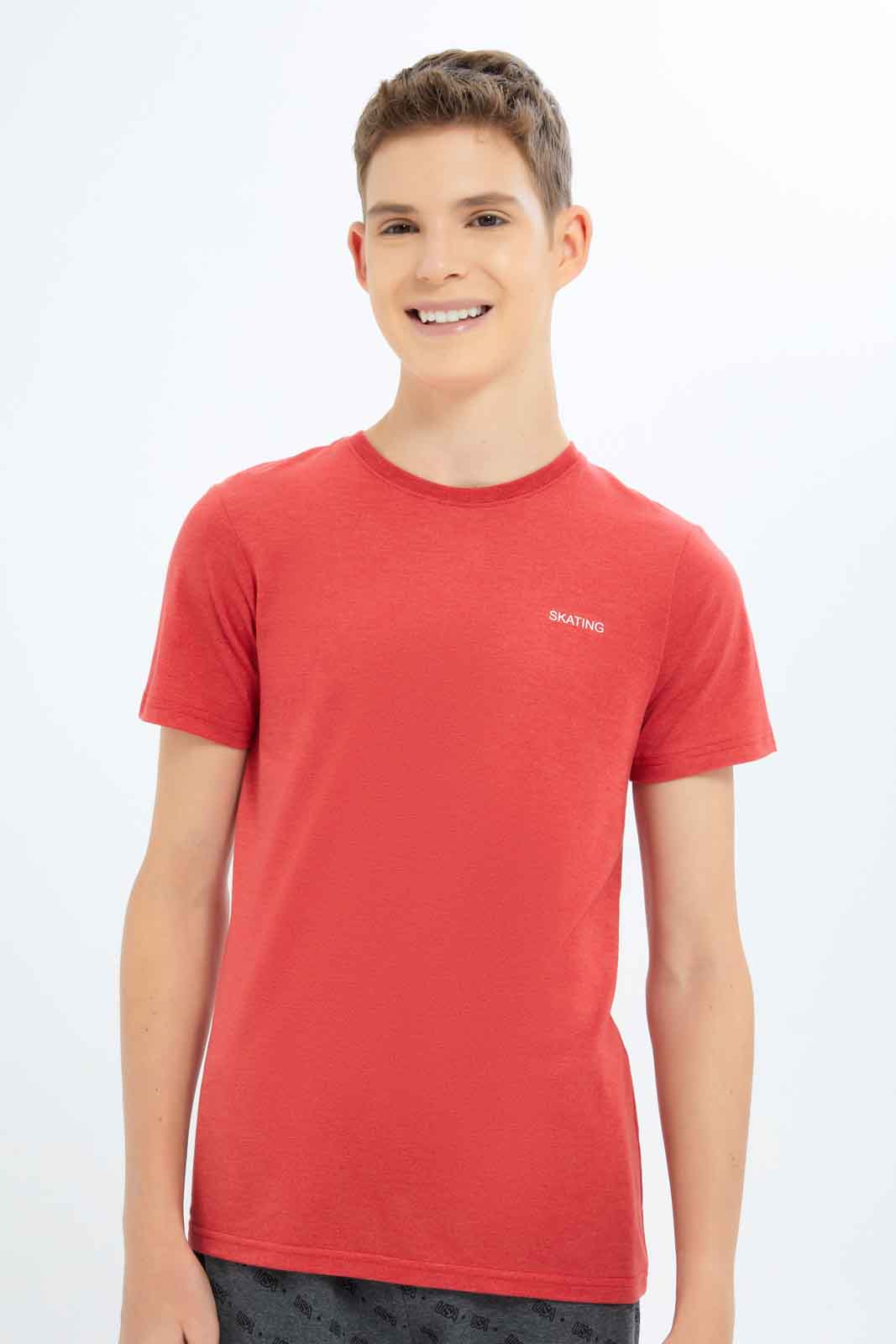 Redtag-Boys-Red-Mel/-White-2-Pc-Pack-Short-Sleeve-Tshirt-BSR-T-Shirts,-Category:T-Shirts,-Colour:Assorted,-Deals:New-In,-Dept:Boys,-Filter:Senior-Boys-(8-to-14-Yrs),-New-In-BSR-APL,-Non-Sale,-S23B,-Section:Boys-(0-to-14Yrs)-Senior-Boys-9 to 14 Years