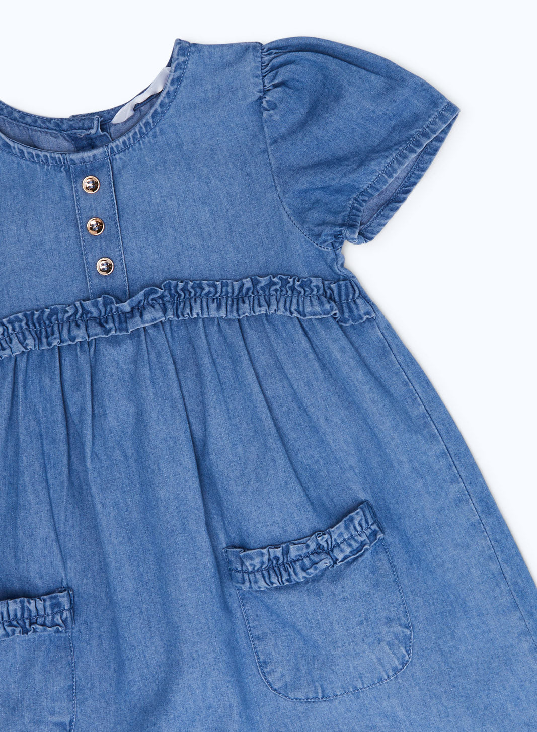 Redtag-Girls-Denim-Bottun-Yoke-Dress-Category:Dresses,-Colour:Denim,-Deals:2-FOR-90,-Deals:New-In,-Dept:Girls,-Filter:Infant-Girls-(3-to-24-Mths),-H1:KWR,-H2:ING,-H3:DRS,-H4:CAD,-ING-Dresses,-New-In-ING-APL,-Non-Sale,-S23B,-Season:S23B,-Section:Girls-(0-to-14Yrs)-Infant-Girls-3 to 24 Months