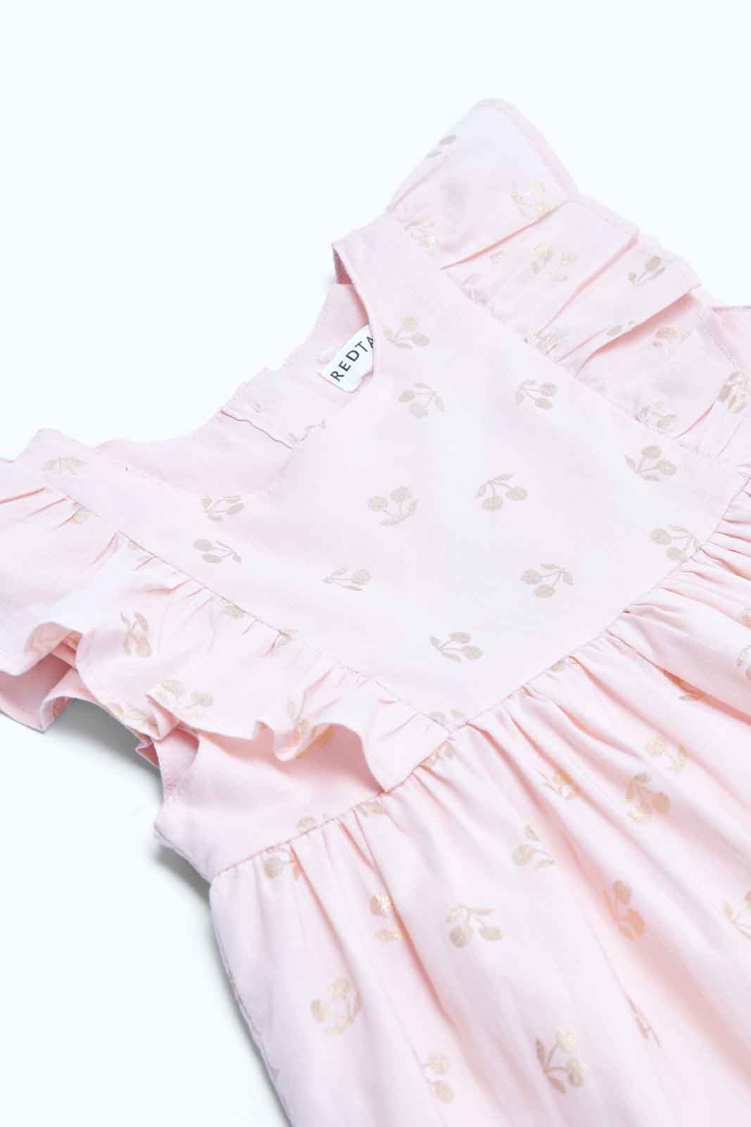 Redtag-Girls-Dusty-Pink-Cherry-Aop-Dress-Category:Dresses,-Colour:Apricot,-Deals:New-In,-Dept:Girls,-Filter:Infant-Girls-(3-to-24-Mths),-ING-Dresses,-MQN,-New-In-ING-APL,-Non-Sale,-S23B,-Section:Girls-(0-to-14Yrs)-Infant-Girls-3 to 24 Months