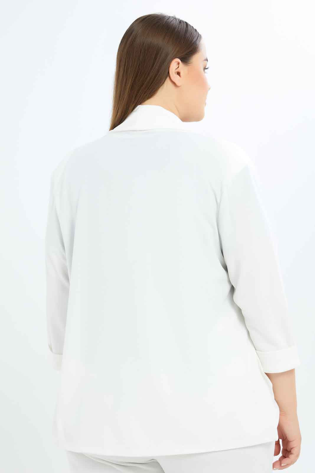 Redtag-Women-White-Lapel-Collar-Knitted-Jacket-Category:Jackets,-Colour:White,-Deals:New-In,-Dept:Ladieswear,-Filter:Plus-Size,-LDP-Jackets,-New-In-LDP-APL,-Non-Sale,-S23B,-Section:Women-Women's-