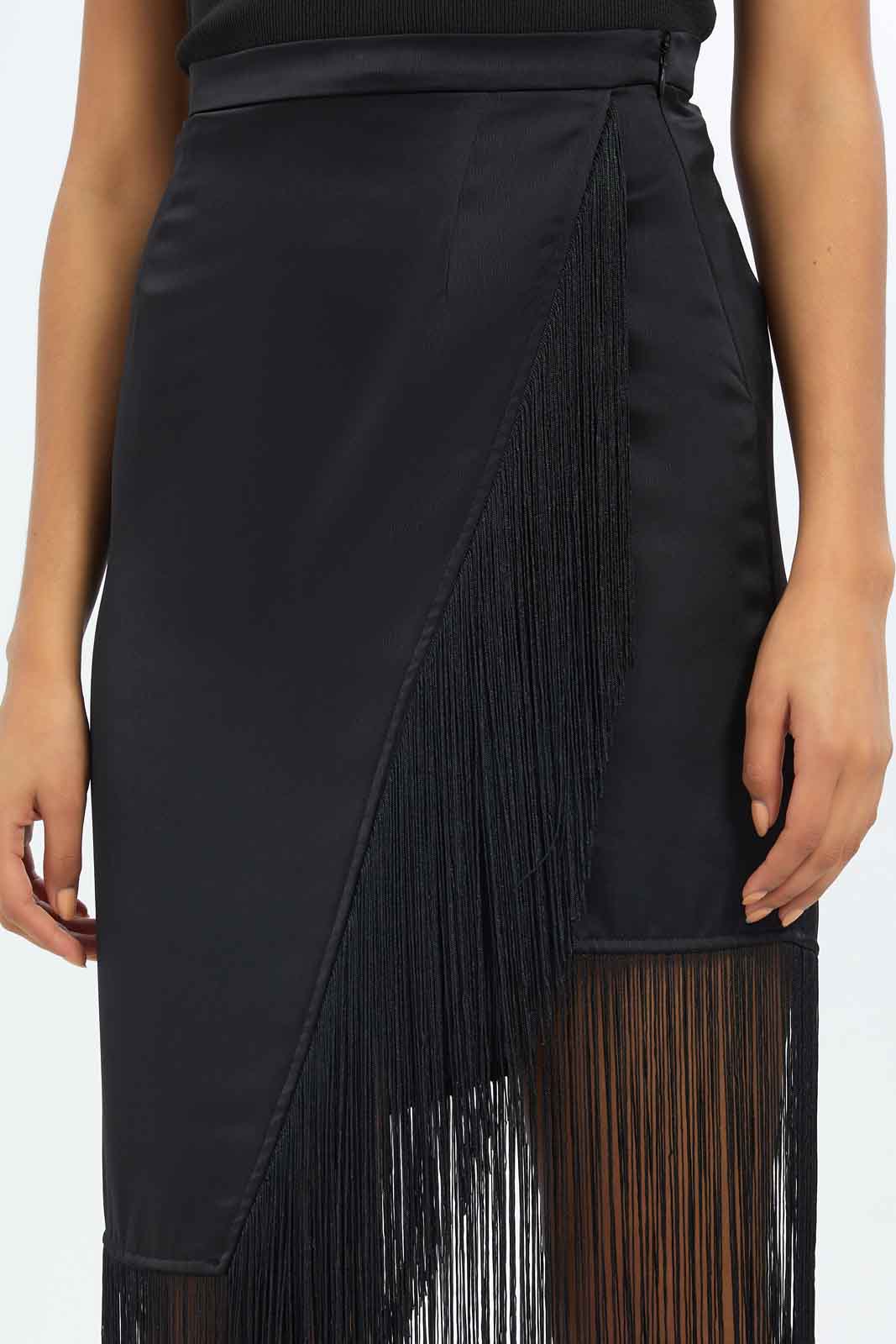 Redtag-Women-Black-Tassel-Hem-Mid-Skirt-Category:Skirts,-Colour:Black,-Deals:New-In,-Dept:Ladieswear,-Filter:Women's-Clothing,-LEC,-LEC-Skirts,-New-In-LEC-APL,-Non-Sale,-S23A,-Section:Women-Women's-
