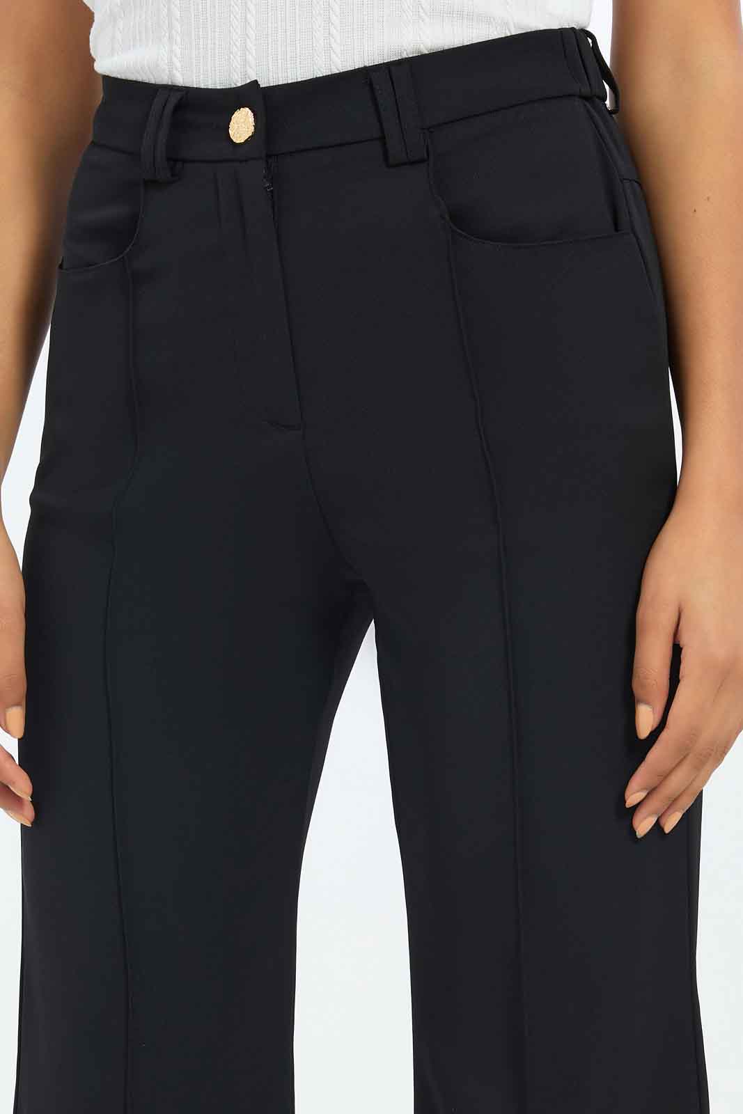 Redtag-Women-Black-Flared-Trouser-With-Front-Slit-Category:Trousers,-Colour:Black,-Deals:New-In,-Dept:Ladieswear,-Filter:Women's-Clothing,-LEC,-LEC-Trousers,-New-In-LEC-APL,-Non-Sale,-S23B,-Section:Women-Women's-