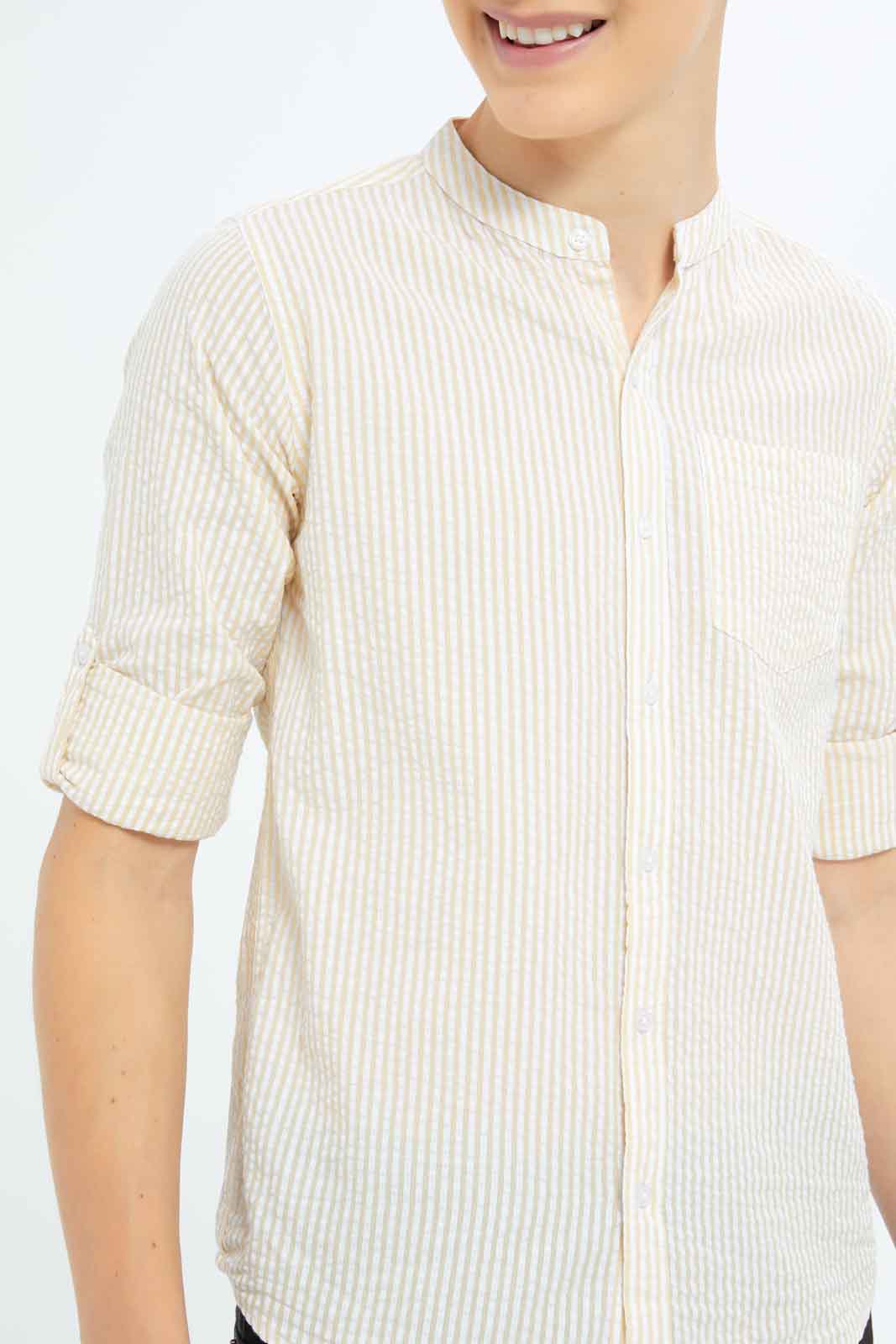 Redtag-Boys-Beige-Stripe-Casual-Shirt-BSR-Shirts,-Category:Shirts,-Colour:Beige,-Deals:New-In,-Dept:Boys,-Filter:Senior-Boys-(8-to-14-Yrs),-New-In-BSR-APL,-Non-Sale,-S23B,-Section:Boys-(0-to-14Yrs),-VLM-Senior-Boys-9 to 14 Years