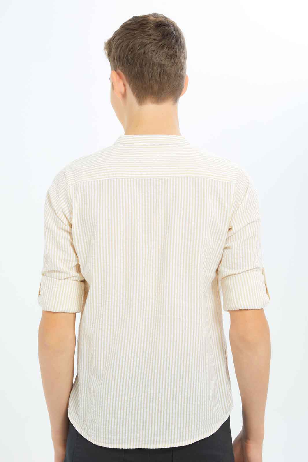 Redtag-Boys-Beige-Stripe-Casual-Shirt-BSR-Shirts,-Category:Shirts,-Colour:Beige,-Deals:New-In,-Dept:Boys,-Filter:Senior-Boys-(8-to-14-Yrs),-New-In-BSR-APL,-Non-Sale,-S23B,-Section:Boys-(0-to-14Yrs),-VLM-Senior-Boys-9 to 14 Years