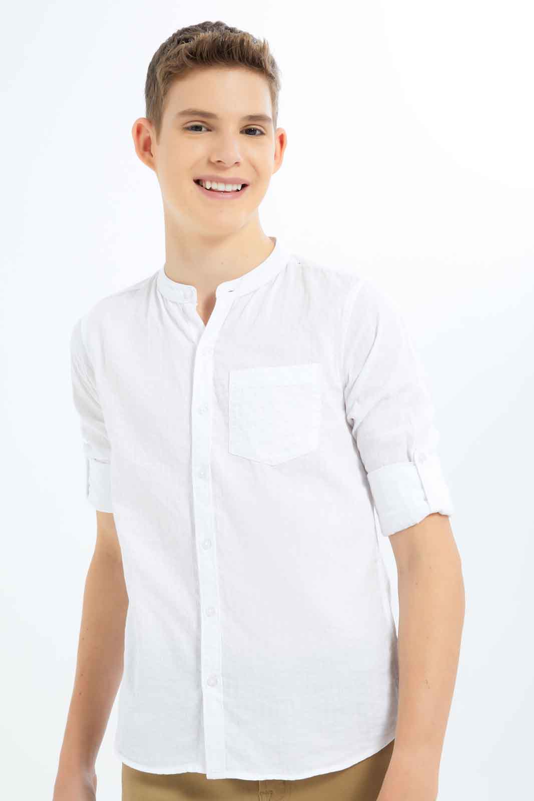 Redtag-Boys-White-Plain-Casual-Shirt-BSR-Shirts,-Category:Shirts,-Colour:White,-Deals:New-In,-Dept:Boys,-Filter:Senior-Boys-(8-to-14-Yrs),-New-In-BSR-APL,-Non-Sale,-S23B,-Section:Boys-(0-to-14Yrs),-VLM-Senior-Boys-9 to 14 Years