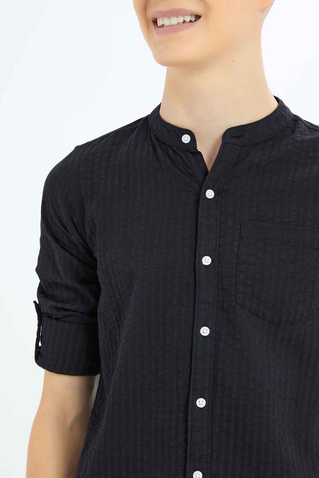 Redtag-Boys-Black-Plain-Casual-Shirt-BSR-Shirts,-Category:Shirts,-Colour:Black,-Deals:New-In,-Dept:Boys,-Filter:Senior-Boys-(8-to-14-Yrs),-New-In-BSR-APL,-Non-Sale,-S23B,-Section:Boys-(0-to-14Yrs),-VLM-Senior-Boys-9 to 14 Years