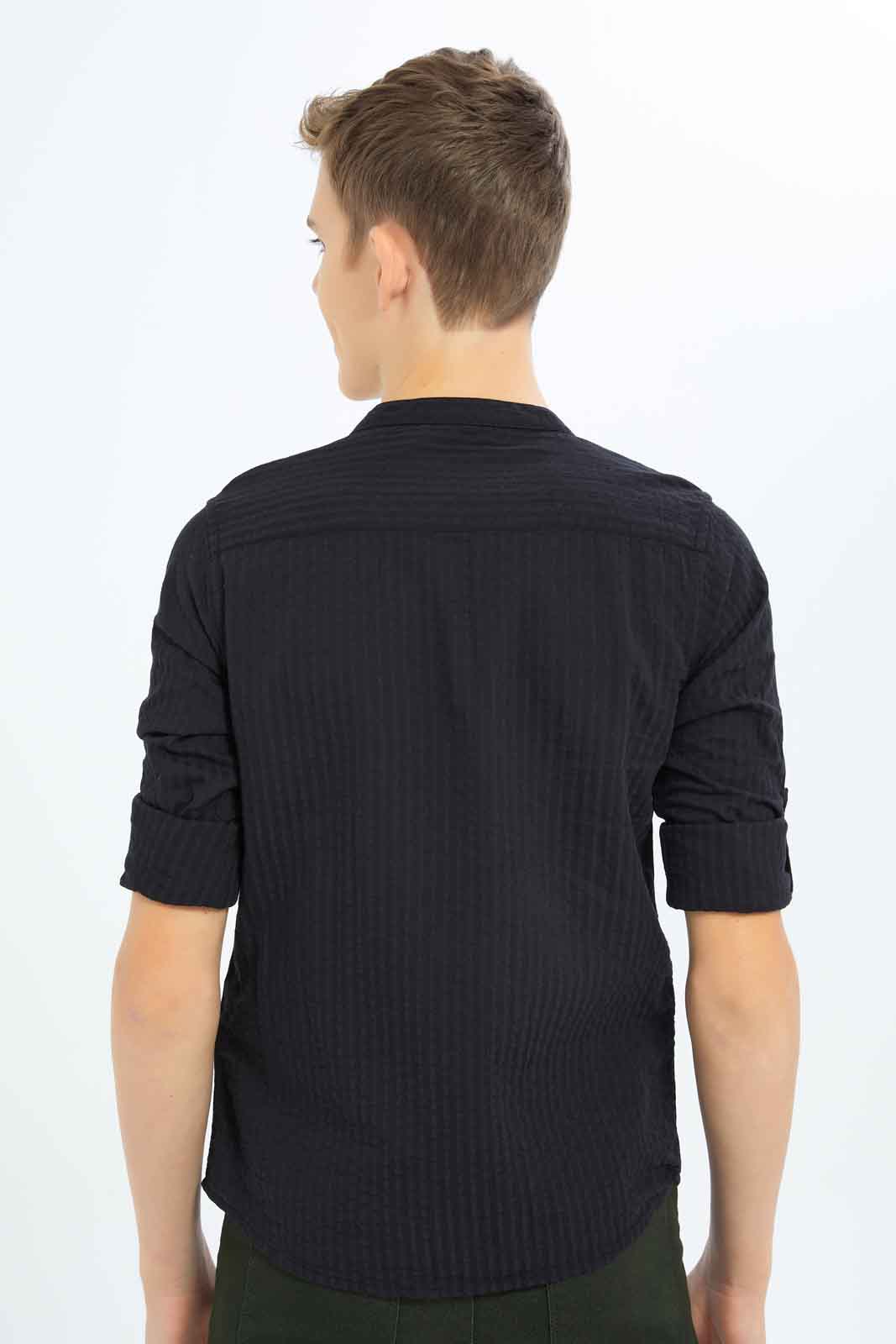 Redtag-Boys-Black-Plain-Casual-Shirt-BSR-Shirts,-Category:Shirts,-Colour:Black,-Deals:New-In,-Dept:Boys,-Filter:Senior-Boys-(8-to-14-Yrs),-New-In-BSR-APL,-Non-Sale,-S23B,-Section:Boys-(0-to-14Yrs),-VLM-Senior-Boys-9 to 14 Years