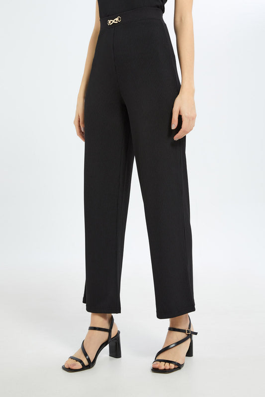 Redtag-Women-Black-Wide-Leg-Pant-Category:Trousers,-Colour:Black,-Deals:New-In,-Dept:Ladieswear,-Filter:Women's-Clothing,-H1:LWR,-H2:LDC,-H3:TRS,-H4:CTR,-LDC,-LDC-Trousers,-New-In-LDC-APL,-Non-Sale,-S23B,-Season:S23B,-Section:Women-Women's-