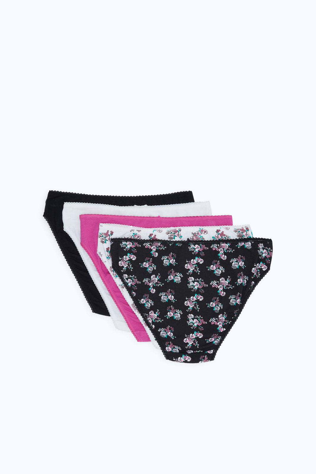 Redtag-Women-Assorted-Print/Plain-Hileg-Briefs-(5-Pack)-365,-Category:Briefs,-Colour:Assorted,-Deals:New-In,-Dept:Ladieswear,-Filter:Women's-Clothing,-H1:LWR,-H2:LDL,-H3:LIN,-H4:BRE,-New-In-Women-APL,-Non-Sale,-Season:365,-Section:Women,-Set:Set-of-5,-Women-Briefs--