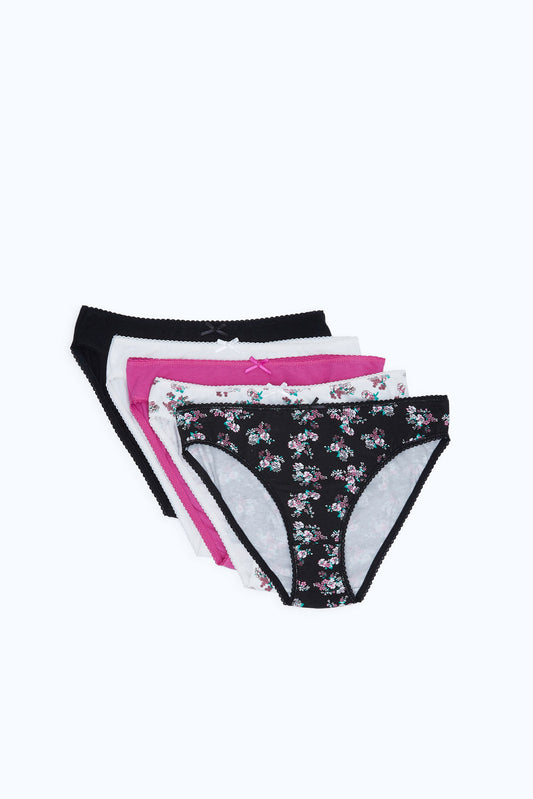 Redtag-Women-Assorted-Print/Plain-Hileg-Briefs-(5-Pack)-365,-Category:Briefs,-Colour:Assorted,-Deals:New-In,-Dept:Ladieswear,-Filter:Women's-Clothing,-H1:LWR,-H2:LDL,-H3:LIN,-H4:BRE,-New-In-Women-APL,-Non-Sale,-Season:365,-Section:Women,-Set:Set-of-5,-Women-Briefs--