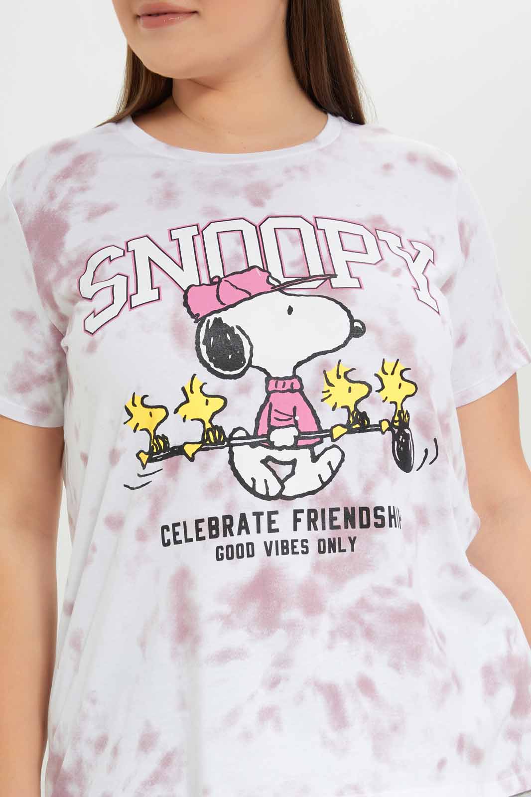Redtag-Women-Tie-&-Dye-Snoopy-Placement-Print-T-Shirt-Category:T-Shirts,-CHA,-Colour:Assorted,-Deals:New-In,-Dept:Ladieswear,-Filter:Plus-Size,-LDP-T-Shirts,-New-In-LDP-APL,-Non-Sale,-S23A,-Section:Women,-TBL-Women's-