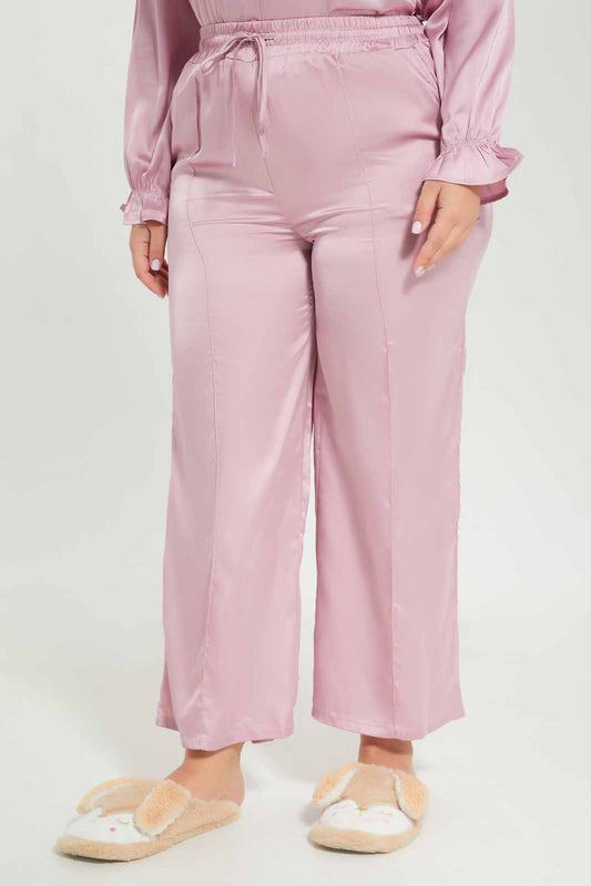 Redtag-Women-Wide-Leg-Satin-Elasticated-Waist-Pants-Category:Trousers,-Colour:Mauve,-Deals:New-In,-Dept:Ladieswear,-Filter:Plus-Size,-LDP-Trousers,-New-In-LDP-APL,-Non-Sale,-S23A,-Section:Women-Women's-