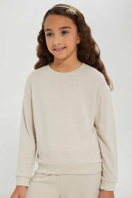 Redtag-Girls-Beige-Sweat-Top-Category:Sweatshirts,-Colour:Beige,-Deals:New-In,-Dept:Girls,-Filter:Girls-(2-to-8-Yrs),-GIR-Sweatshirts,-New-In-GIR-APL,-Non-Sale,-S23A,-Section:Girls-(0-to-14Yrs)-Girls-2 to 8 Years