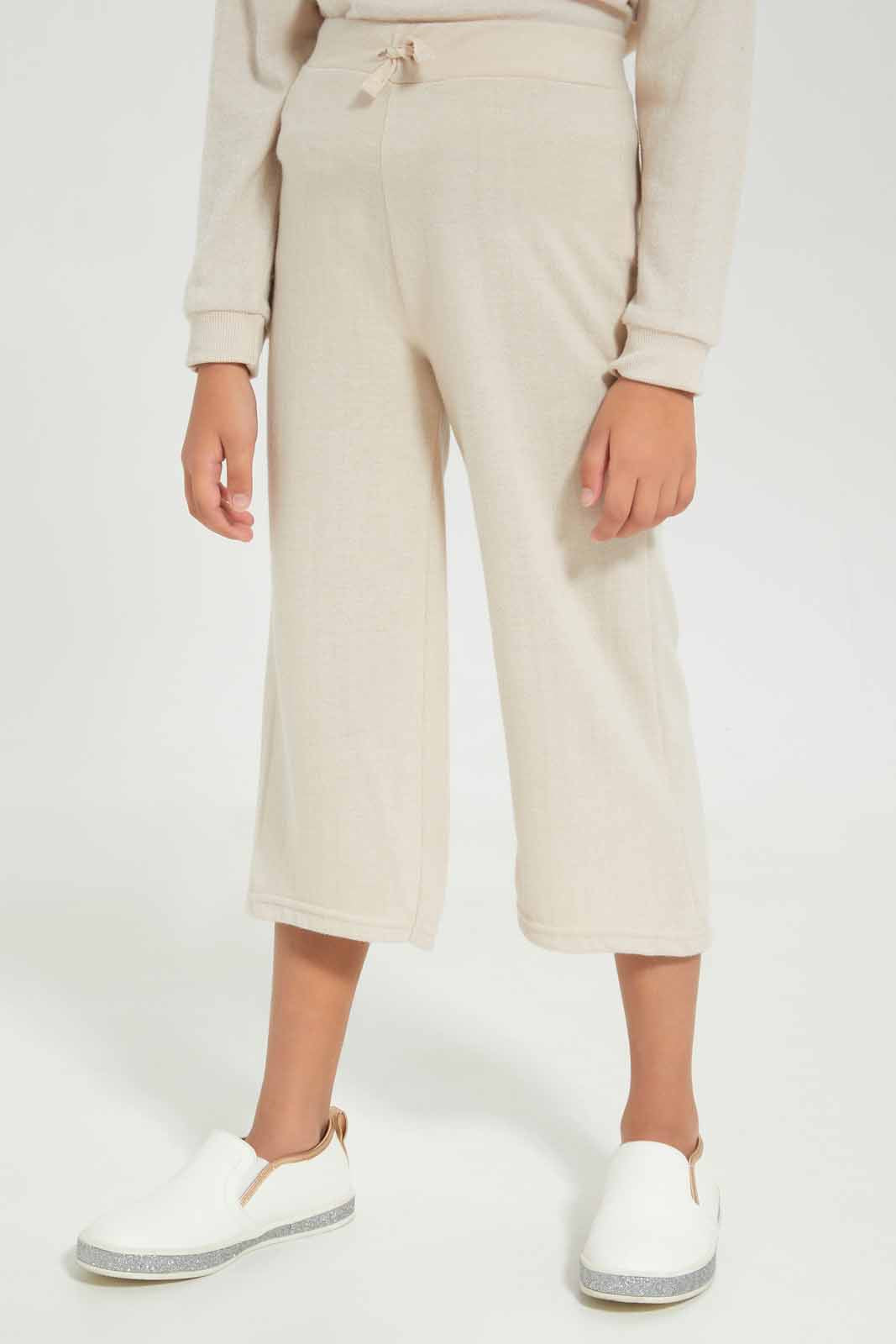 Redtag-Girls-Beige-Wide-Leg-Track-Category:Joggers,-Colour:Beige,-Deals:New-In,-Dept:Girls,-Filter:Girls-(2-to-8-Yrs),-GIR-Joggers,-New-In-GIR-APL,-Non-Sale,-S23A,-Section:Girls-(0-to-14Yrs)-Girls-2 to 8 Years