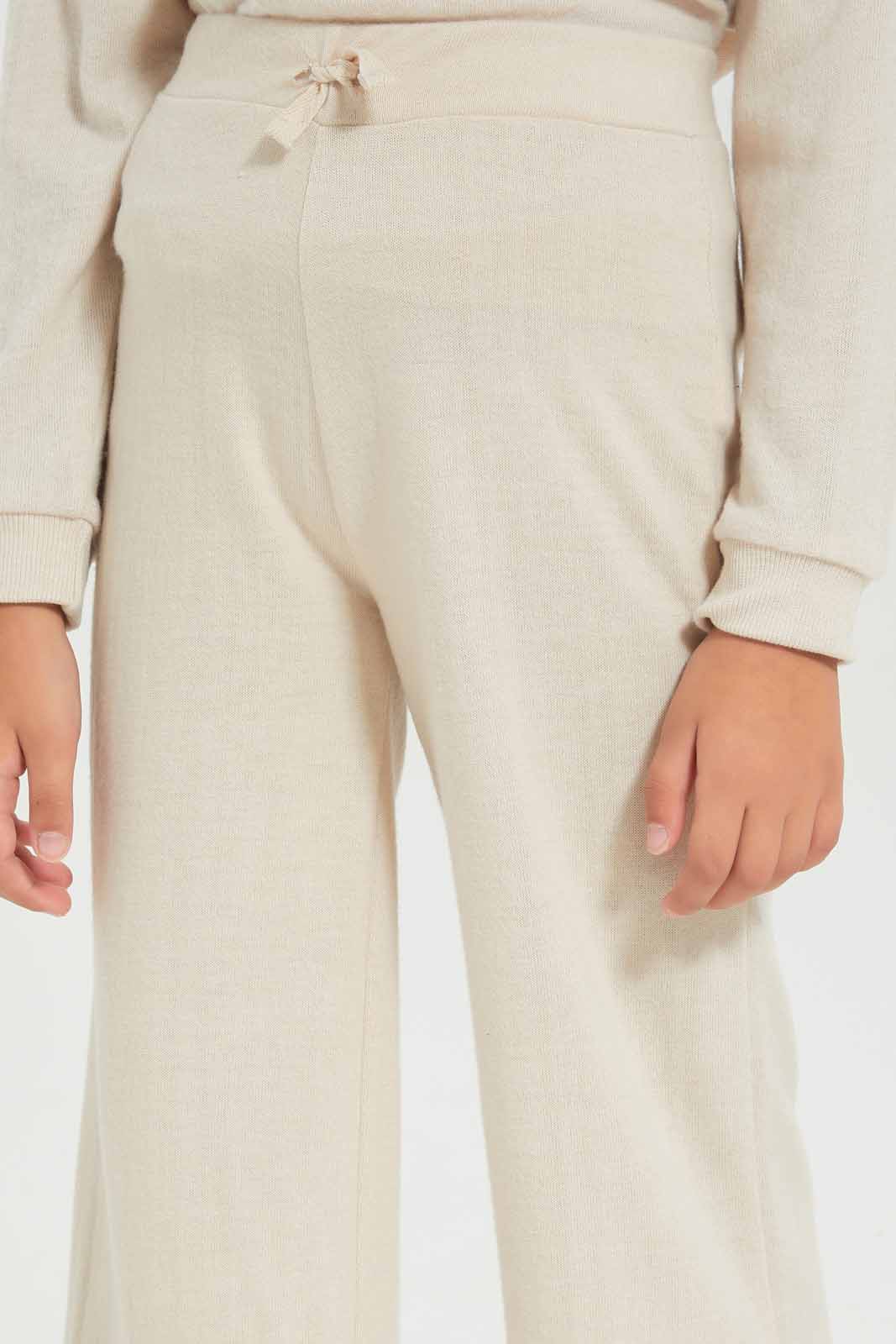 Redtag-Girls-Beige-Wide-Leg-Track-Category:Joggers,-Colour:Beige,-Deals:New-In,-Dept:Girls,-Filter:Girls-(2-to-8-Yrs),-GIR-Joggers,-New-In-GIR-APL,-Non-Sale,-S23A,-Section:Girls-(0-to-14Yrs)-Girls-2 to 8 Years