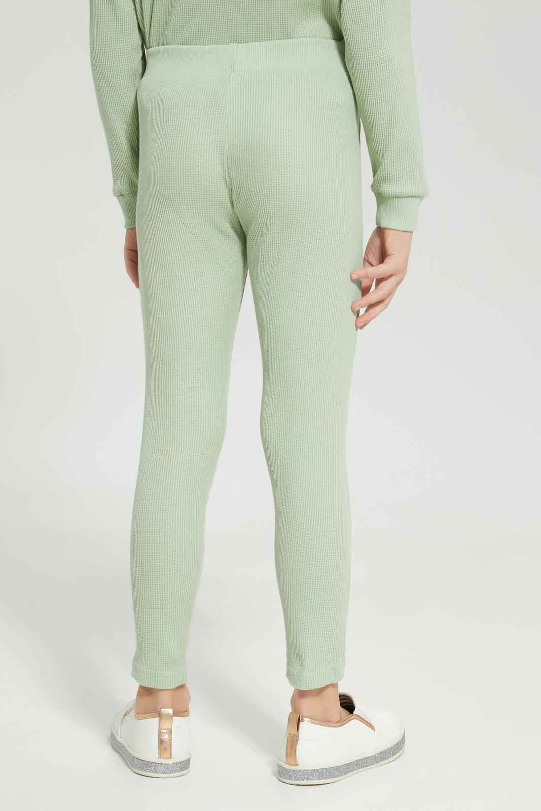 Redtag-Girls-Green-Waffle-Tracks-Category:Joggers,-Colour:Green,-Deals:New-In,-Dept:Girls,-Filter:Girls-(2-to-8-Yrs),-GIR-Joggers,-New-In-GIR-APL,-Non-Sale,-S23A,-Section:Girls-(0-to-14Yrs)-Girls-2 to 8 Years