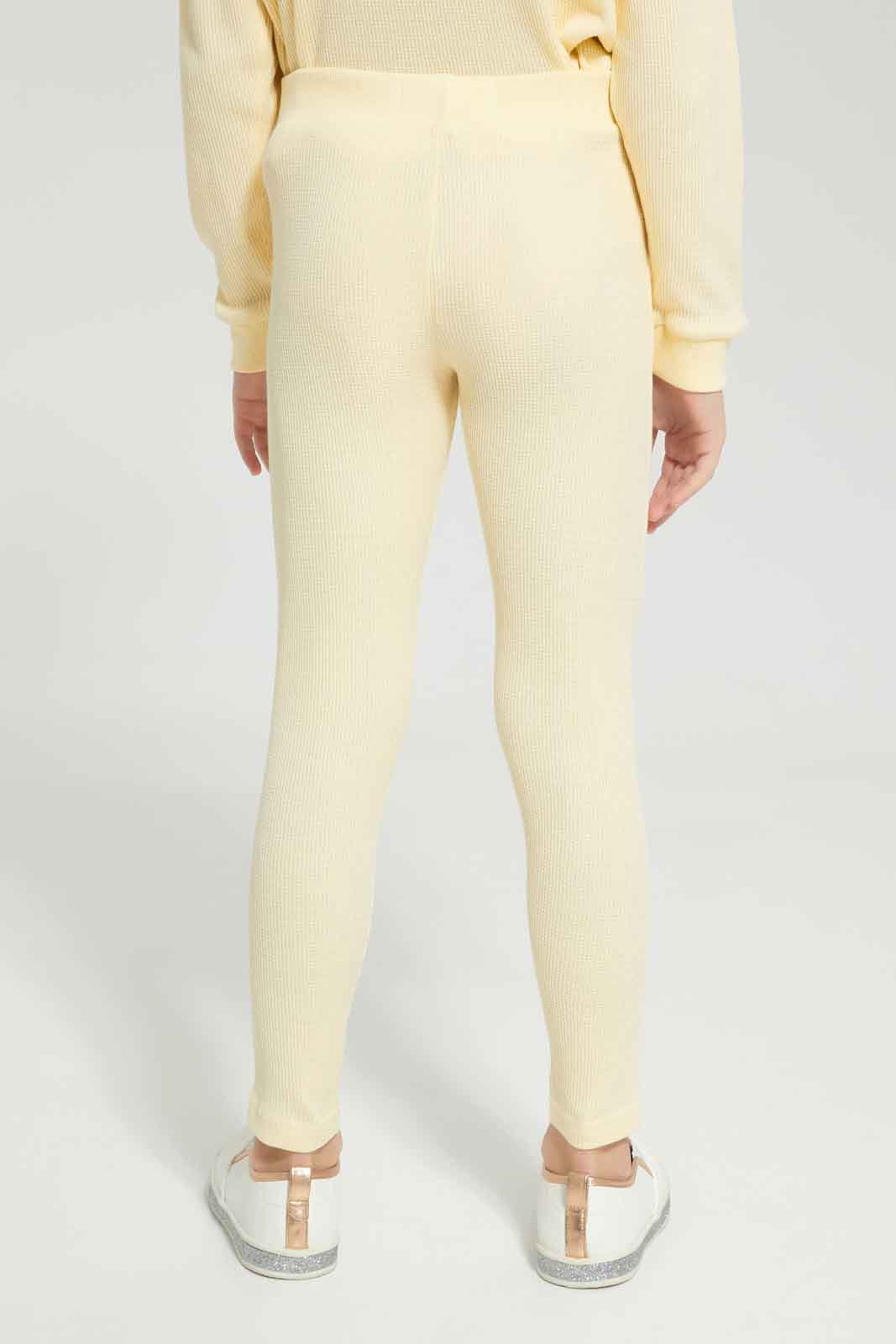 Redtag-Girls-Yellow-Waffle-Track-Category:Joggers,-Colour:Yellow,-Deals:New-In,-Dept:Girls,-Filter:Girls-(2-to-8-Yrs),-GIR-Joggers,-New-In-GIR-APL,-Non-Sale,-S23A,-Section:Girls-(0-to-14Yrs)-Girls-2 to 8 Years
