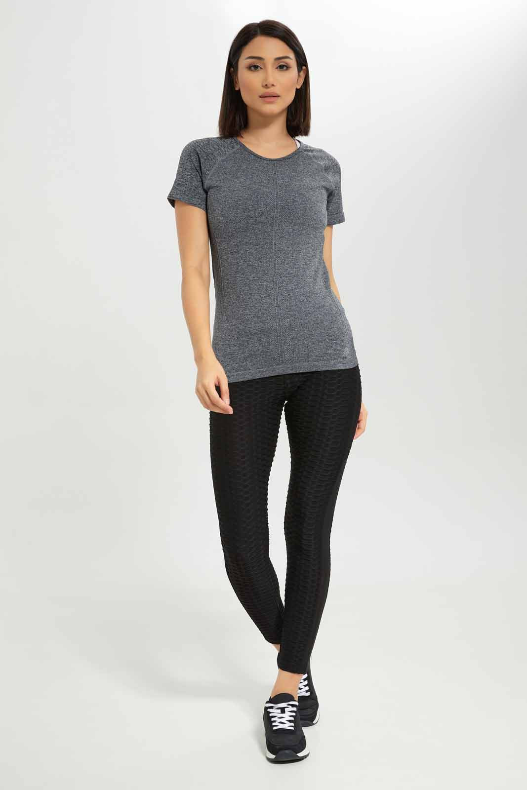 Redtag-Women-Grey-Short-Sleeve-Seamless-T-Shirt-Category:T-Shirts,-Colour:Grey,-Deals:New-In,-Dept:Ladieswear,-Filter:Women's-Clothing,-New-In-Women-APL,-Non-Sale,-S23A,-Section:Women,-Women-T-Shirts-Women's-