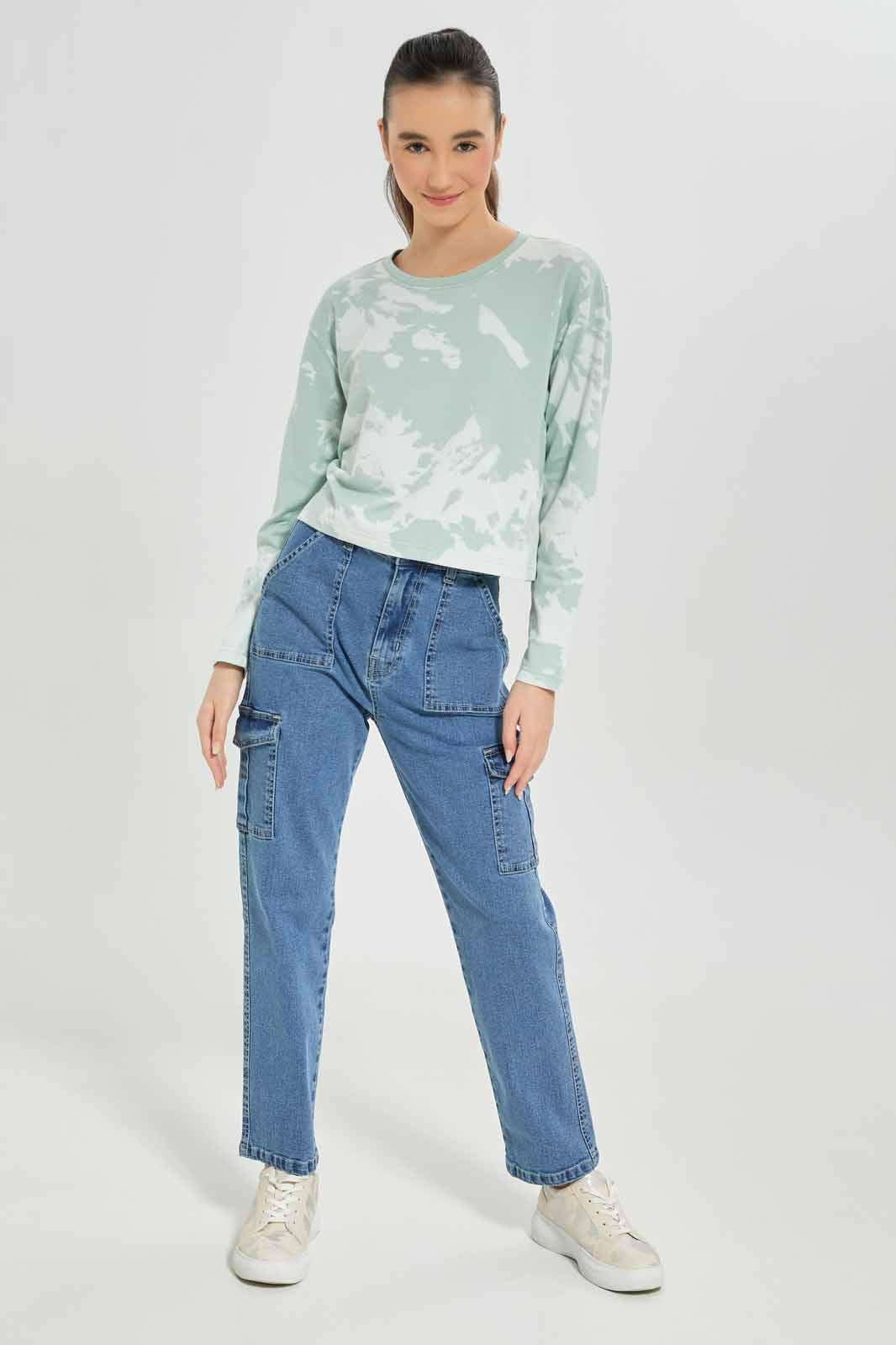 Redtag-Girls-Mint/White-Tie-Dye-T-Shirts-Category:T-Shirts,-Colour:Green,-Deals:New-In,-Dept:Girls,-Filter:Senior-Girls-(8-to-14-Yrs),-GSR-T-Shirts,-New-In-GSR-APL,-Non-Sale,-S23A,-Section:Girls-(0-to-14Yrs)-Senior-Girls-9 to 14 Years