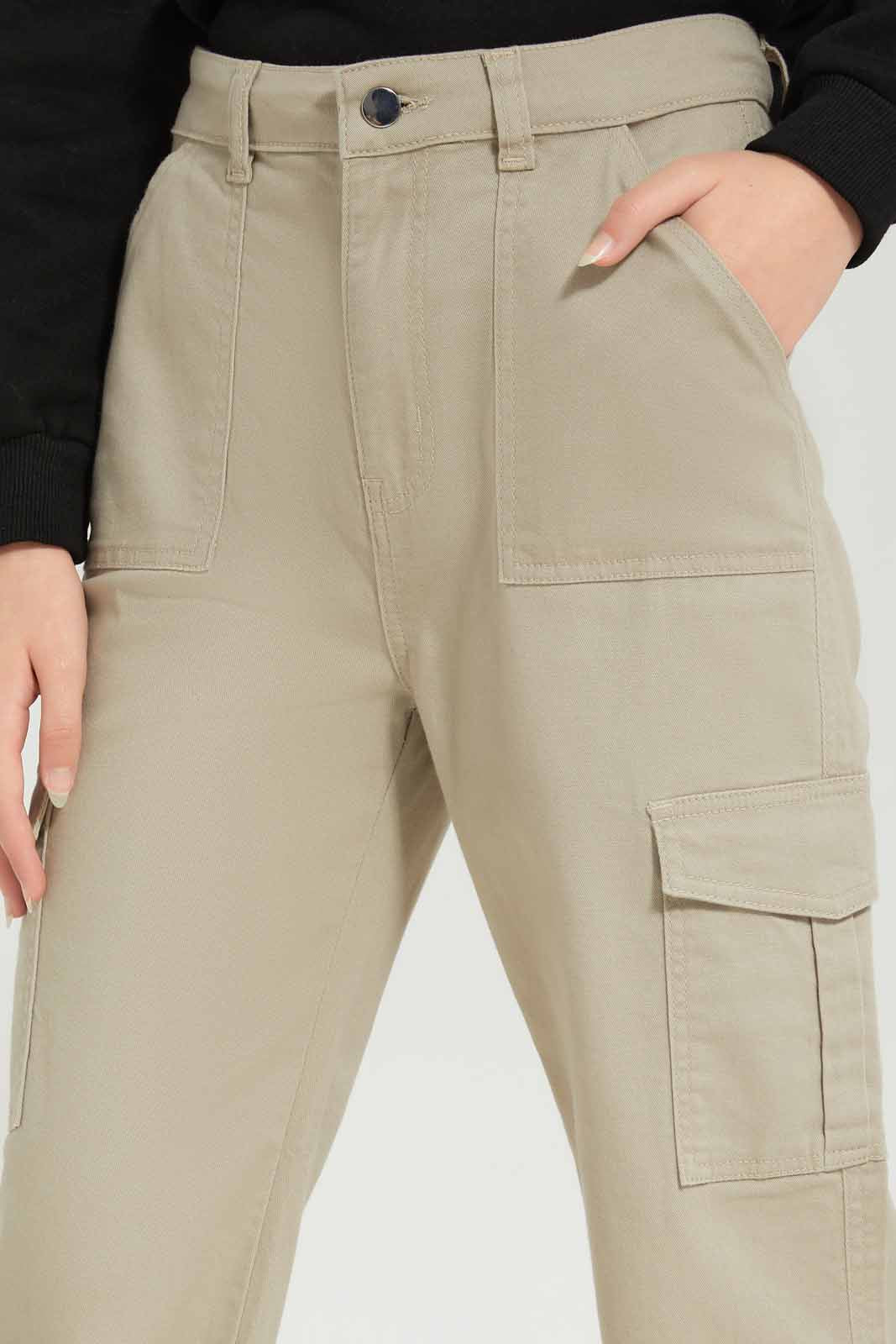 Redtag-Girls-Beige-Cargo-Pocket-Jeans-Category:Jeans,-Colour:Beige,-Deals:New-In,-Dept:Girls,-Filter:Senior-Girls-(8-to-14-Yrs),-GSR-Jeans,-New-In-GSR-APL,-Non-Sale,-S23A,-Section:Girls-(0-to-14Yrs)-Senior-Girls-