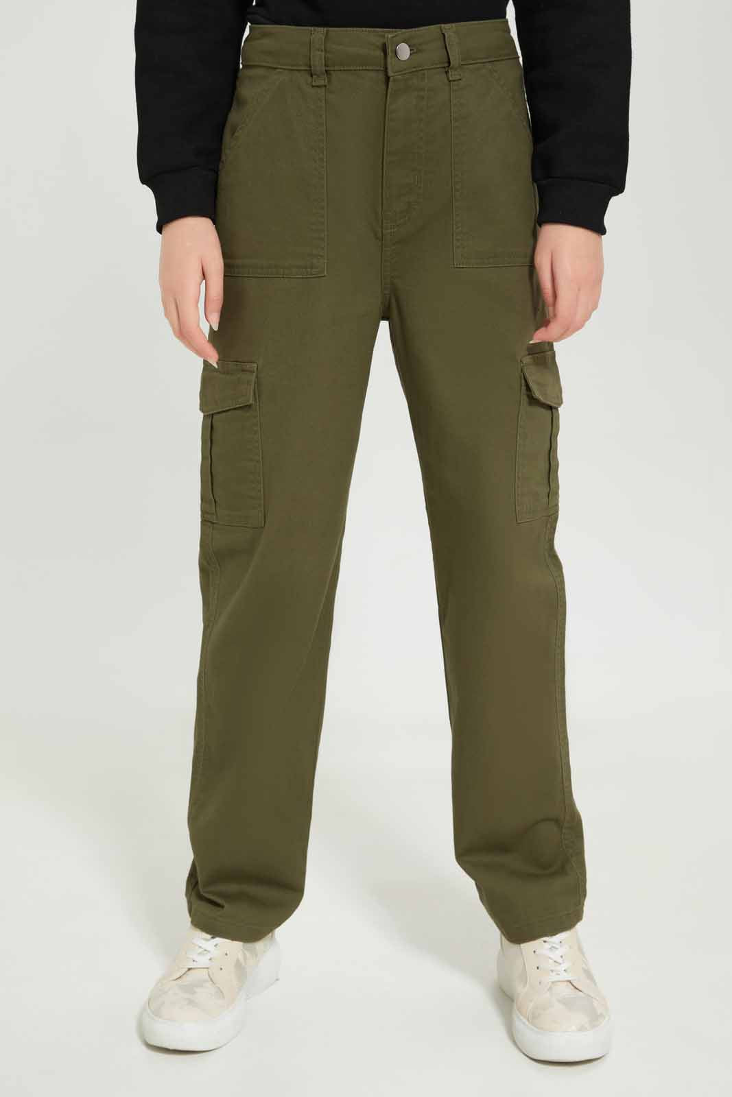 Redtag-Girls-Sage-Cargo-Pocket-Jeans-Category:Jeans,-Colour:Green,-Deals:New-In,-Dept:Girls,-Filter:Senior-Girls-(8-to-14-Yrs),-GSR-Jeans,-New-In-GSR-APL,-Non-Sale,-S23A,-Section:Girls-(0-to-14Yrs)-Senior-Girls-