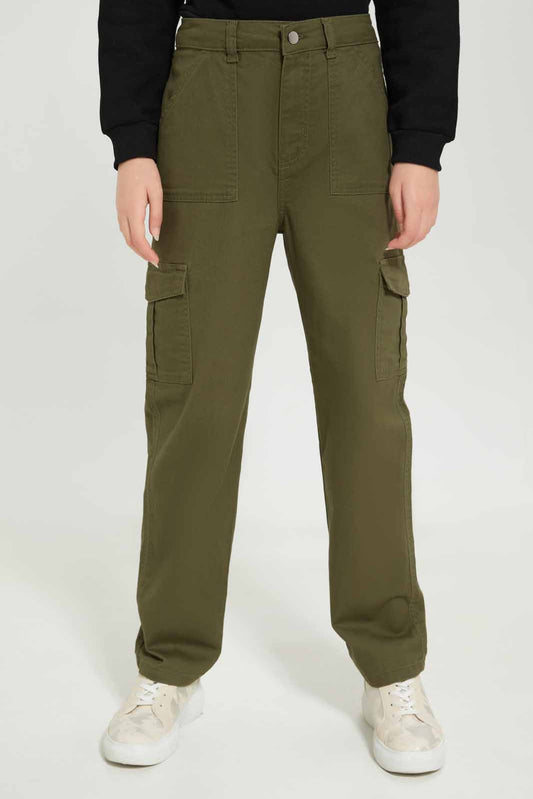 Redtag-Girls-Sage-Cargo-Pocket-Jeans-Category:Jeans,-Colour:Green,-Deals:New-In,-Dept:Girls,-Filter:Senior-Girls-(8-to-14-Yrs),-GSR-Jeans,-New-In-GSR-APL,-Non-Sale,-S23A,-Section:Girls-(0-to-14Yrs)-Senior-Girls-