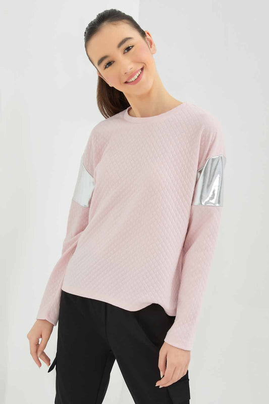 Redtag-Girls-Pink-Jacquard-Top-Category:T-Shirts,-Colour:Apricot,-Deals:New-In,-Dept:Girls,-Filter:Senior-Girls-(8-to-14-Yrs),-GSR-T-Shirts,-New-In-GSR-APL,-Non-Sale,-S23A,-Section:Girls-(0-to-14Yrs)-Senior-Girls-9 to 14 Years