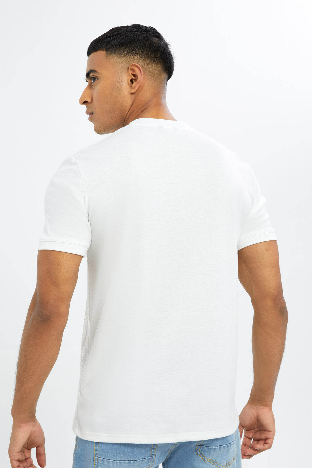 Redtag-Men-White-Half-Zip-Logo-T-Shirt-Category:T-Shirts,-Colour:White,-Deals:New-In,-Dept:Menswear,-Filter:Men's-Clothing,-H1:MWR,-H2:GEN,-H3:TSH,-H4:TSH,-Men-T-Shirts,-New-In-Men-APL,-Non-Sale,-RMD,-S23C,-Season:S23C,-Section:Men-Men's-