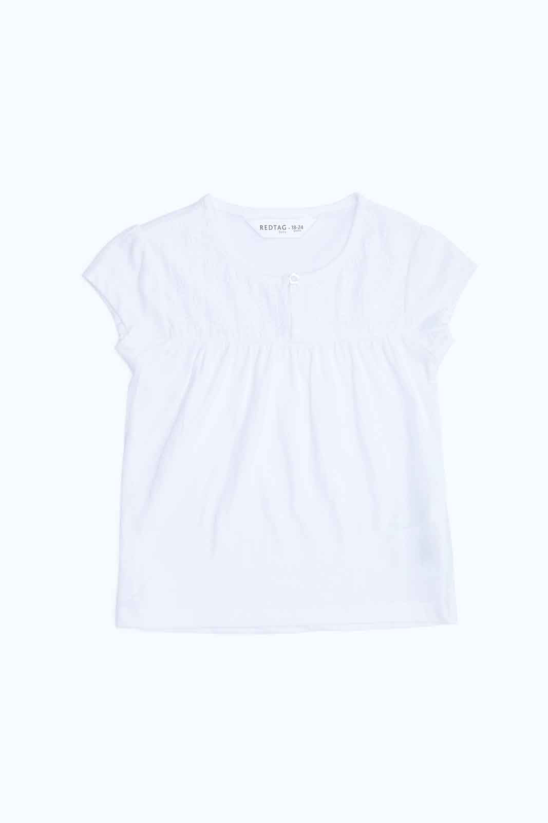 Redtag-Girls-White-Solid-Schifli-Yoke-Blouse-Category:Blouses,-Colour:White,-Deals:New-In,-Dept:Girls,-Filter:Infant-Girls-(3-to-24-Mths),-ING-Blouses,-New-In-ING-APL,-Non-Sale,-S23B,-Section:Girls-(0-to-14Yrs)-Infant-Girls-3 to 24 Months