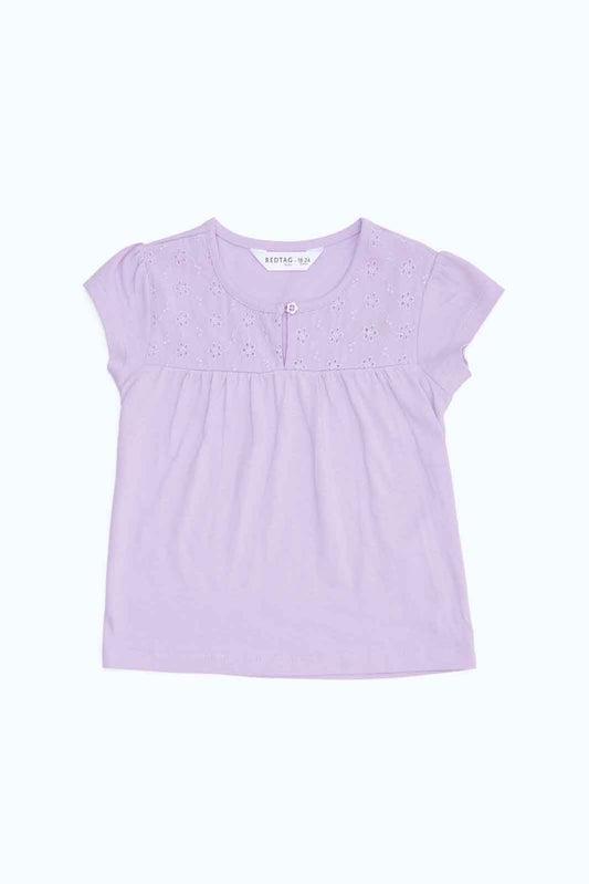 Redtag-Girls-Lilac-Solid-Schifli-Yoke-Blouse-Category:Blouses,-Colour:Lilac,-Deals:New-In,-Dept:Girls,-Filter:Infant-Girls-(3-to-24-Mths),-ING-Blouses,-New-In-ING-APL,-Non-Sale,-S23B,-Section:Girls-(0-to-14Yrs)-Infant-Girls-3 to 24 Months