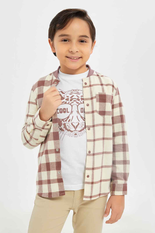 Redtag-Boys-White-Knit-Collar-Short-Sleeve-Shirt-BOY-Shirts,-Category:Shirts,-Colour:White,-Deals:New-In,-Dept:Boys,-Filter:Boys-(2-to-8-Yrs),-New-In-BOY-APL,-Non-Sale,-S23B,-Section:Boys-(0-to-14Yrs)-Boys-2 to 8 Years