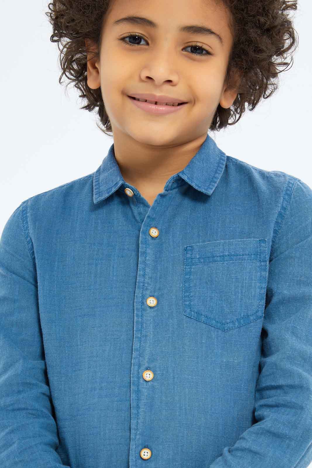 Redtag-Boys-Dark-Blue-Long-Sleeve-Cotton-Slub-Shirt-BOY-Shirts,-Category:Shirts,-Colour:Blue,-Deals:New-In,-Dept:Boys,-Filter:Boys-(2-to-8-Yrs),-New-In-BOY-APL,-Non-Sale,-S23B,-Section:Boys-(0-to-14Yrs)-Boys-2 to 8 Years