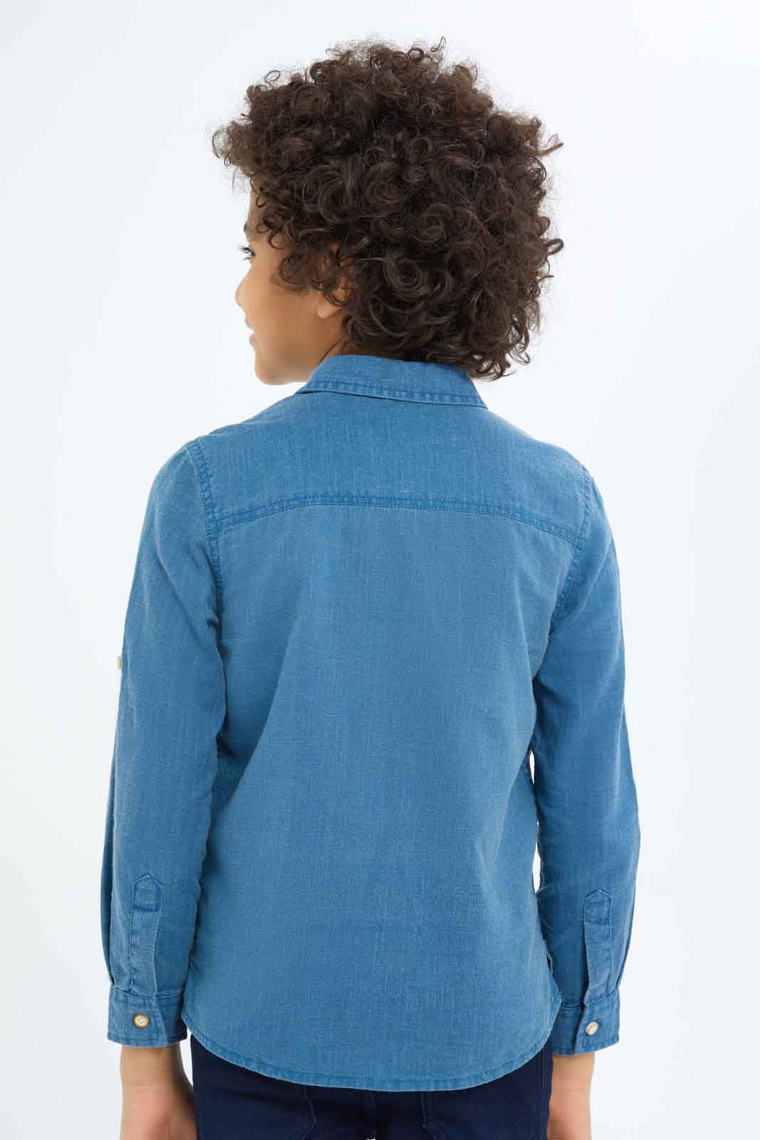 Redtag-Boys-Dark-Blue-Long-Sleeve-Cotton-Slub-Shirt-BOY-Shirts,-Category:Shirts,-Colour:Blue,-Deals:New-In,-Dept:Boys,-Filter:Boys-(2-to-8-Yrs),-New-In-BOY-APL,-Non-Sale,-S23B,-Section:Boys-(0-to-14Yrs)-Boys-2 to 8 Years