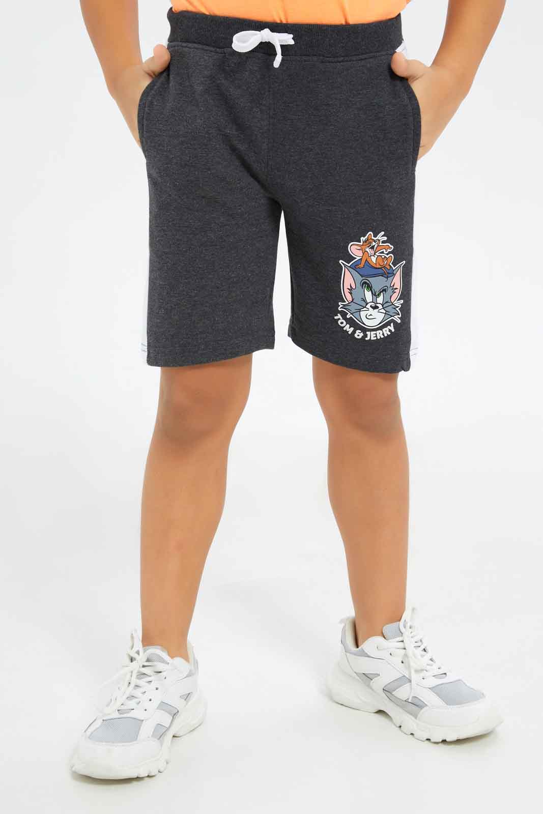 Redtag-Boys-Charcoal-Tom-&-Jerry-Elasticated-Waist-Shorts-BOY-Shorts,-Category:Shorts,-CHA,-Colour:Charcoal,-Deals:New-In,-Dept:Boys,-Filter:Boys-(2-to-8-Yrs),-New-In-BOY-APL,-Non-Sale,-S23B,-Section:Boys-(0-to-14Yrs),-TBL-Boys-2 to 8 Years