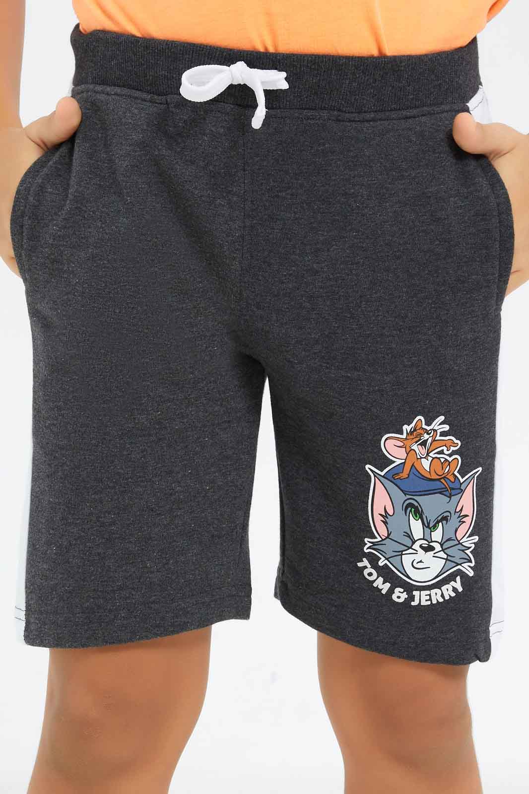 Redtag-Boys-Charcoal-Tom-&-Jerry-Elasticated-Waist-Shorts-BOY-Shorts,-Category:Shorts,-CHA,-Colour:Charcoal,-Deals:New-In,-Dept:Boys,-Filter:Boys-(2-to-8-Yrs),-New-In-BOY-APL,-Non-Sale,-S23B,-Section:Boys-(0-to-14Yrs),-TBL-Boys-2 to 8 Years