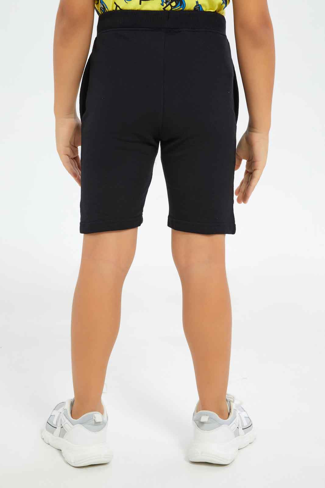 Redtag-Boys-Black-Batman-Elasticated-Waist-Shorts-BOY-Shorts,-Category:Shorts,-CHA,-Colour:Black,-Deals:New-In,-Dept:Boys,-Filter:Boys-(2-to-8-Yrs),-New-In-BOY-APL,-Non-Sale,-S23B,-Section:Boys-(0-to-14Yrs),-TBL-Boys-2 to 8 Years