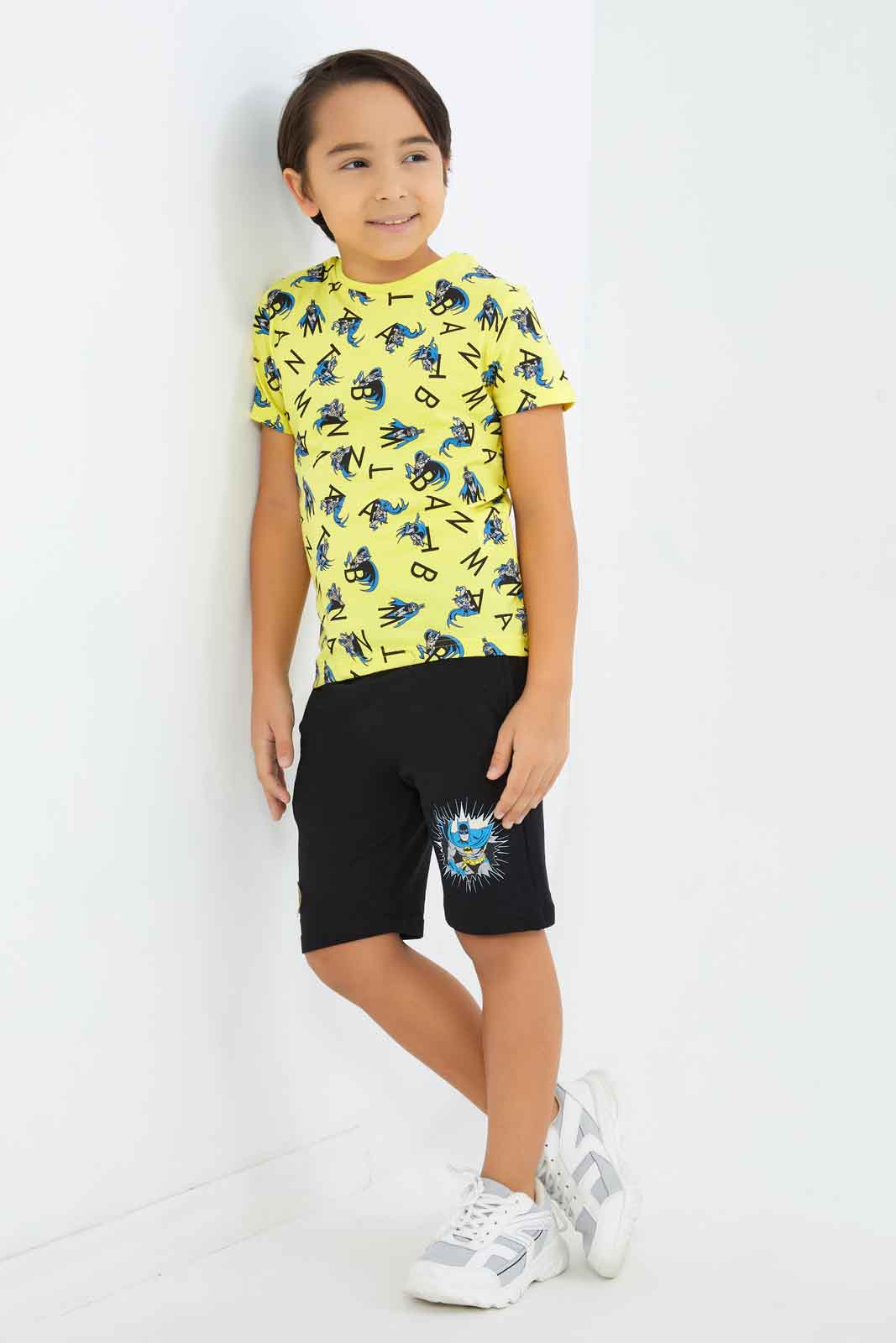 Redtag-Boys-Black-Batman-Elasticated-Waist-Shorts-BOY-Shorts,-Category:Shorts,-CHA,-Colour:Black,-Deals:New-In,-Dept:Boys,-Filter:Boys-(2-to-8-Yrs),-New-In-BOY-APL,-Non-Sale,-S23B,-Section:Boys-(0-to-14Yrs),-TBL-Boys-2 to 8 Years