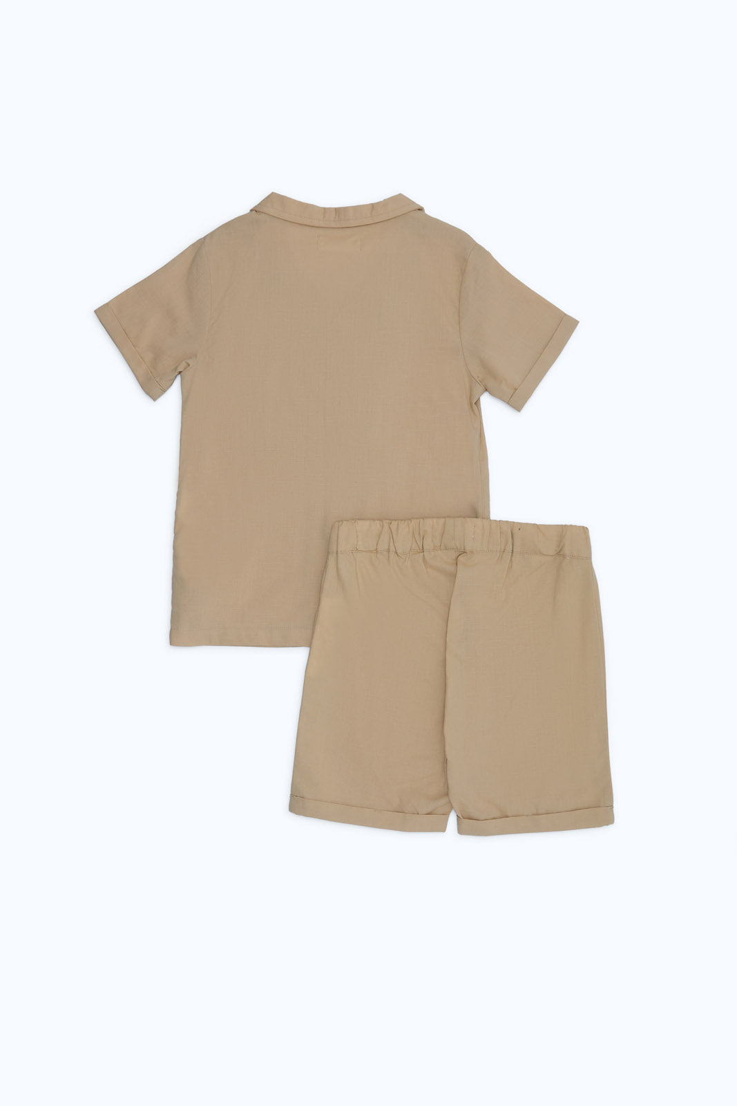 Redtag-Boys-Cement-Cotton-Slub-Shirt-And-Short--Pcs-Set-Category:Sets,-Colour:Beige,-Deals:New-In,-Dept:Boys,-Filter:Infant-Boys-(3-to-24-Mths),-H1:KWR,-H2:INB,-H3:SET,-H4:CAE,-INB-Sets,-New-In-INB-APL,-Non-Sale,-S23B,-Season:S23B,-Section:Boys-(0-to-14Yrs)-Infant-Boys-3 to 24 Months