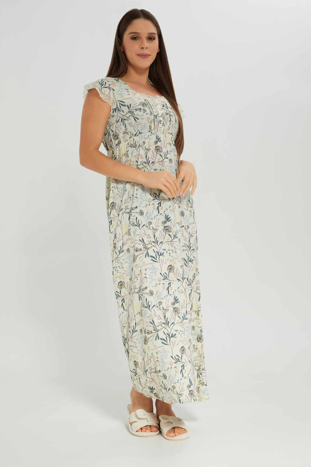 Redtag-Women-Mint-Cap-Sleevesless-Nightgown-Category:Nightgowns,-Colour:Mint,-Deals:New-In,-Dept:Ladieswear,-Filter:Women's-Clothing,-New-In-Women-APL,-Non-Sale,-S23A,-Section:Women,-Women-Nightgowns--