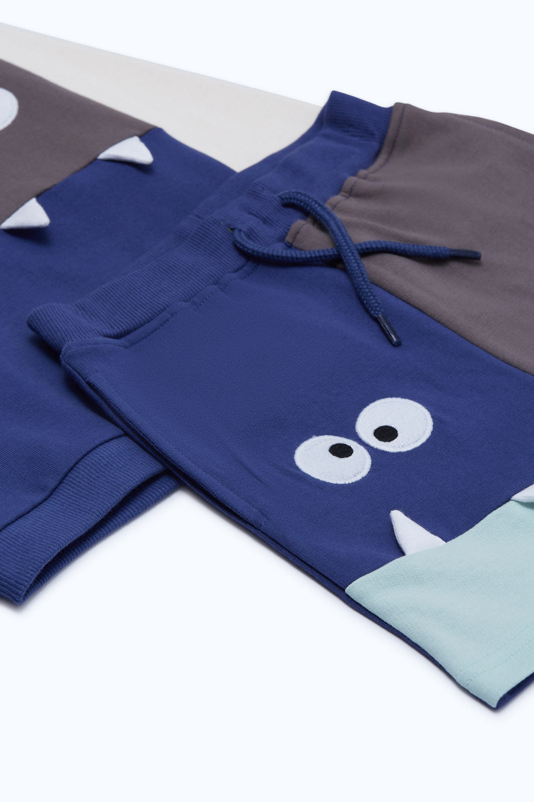 Redtag-Boys-Charcoal-Navy-Beige-Sweatshirts-With-Terry-Shorts-Casual-Set-Category:Sets,-Colour:Charcoal,-Deals:New-In,-Dept:Boys,-Filter:Infant-Boys-(3-to-24-Mths),-H1:KWR,-H2:INB,-H3:SET,-H4:CAE,-INB-Sets,-New-In-INB-APL,-Non-Sale,-S23B,-Season:S23B,-Section:Boys-(0-to-14Yrs),-Set:Set-of-2-Infant-Boys-3 to 24 Months