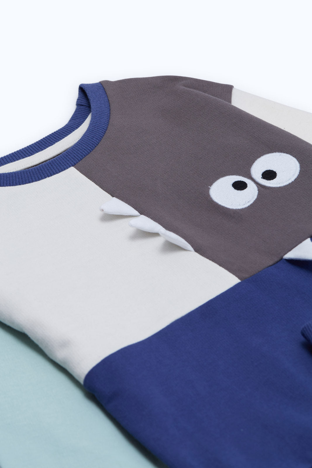 Redtag-Boys-Charcoal-Navy-Beige-Sweatshirts-With-Terry-Shorts-Casual-Set-Category:Sets,-Colour:Charcoal,-Deals:New-In,-Dept:Boys,-Filter:Infant-Boys-(3-to-24-Mths),-H1:KWR,-H2:INB,-H3:SET,-H4:CAE,-INB-Sets,-New-In-INB-APL,-Non-Sale,-S23B,-Season:S23B,-Section:Boys-(0-to-14Yrs),-Set:Set-of-2-Infant-Boys-3 to 24 Months