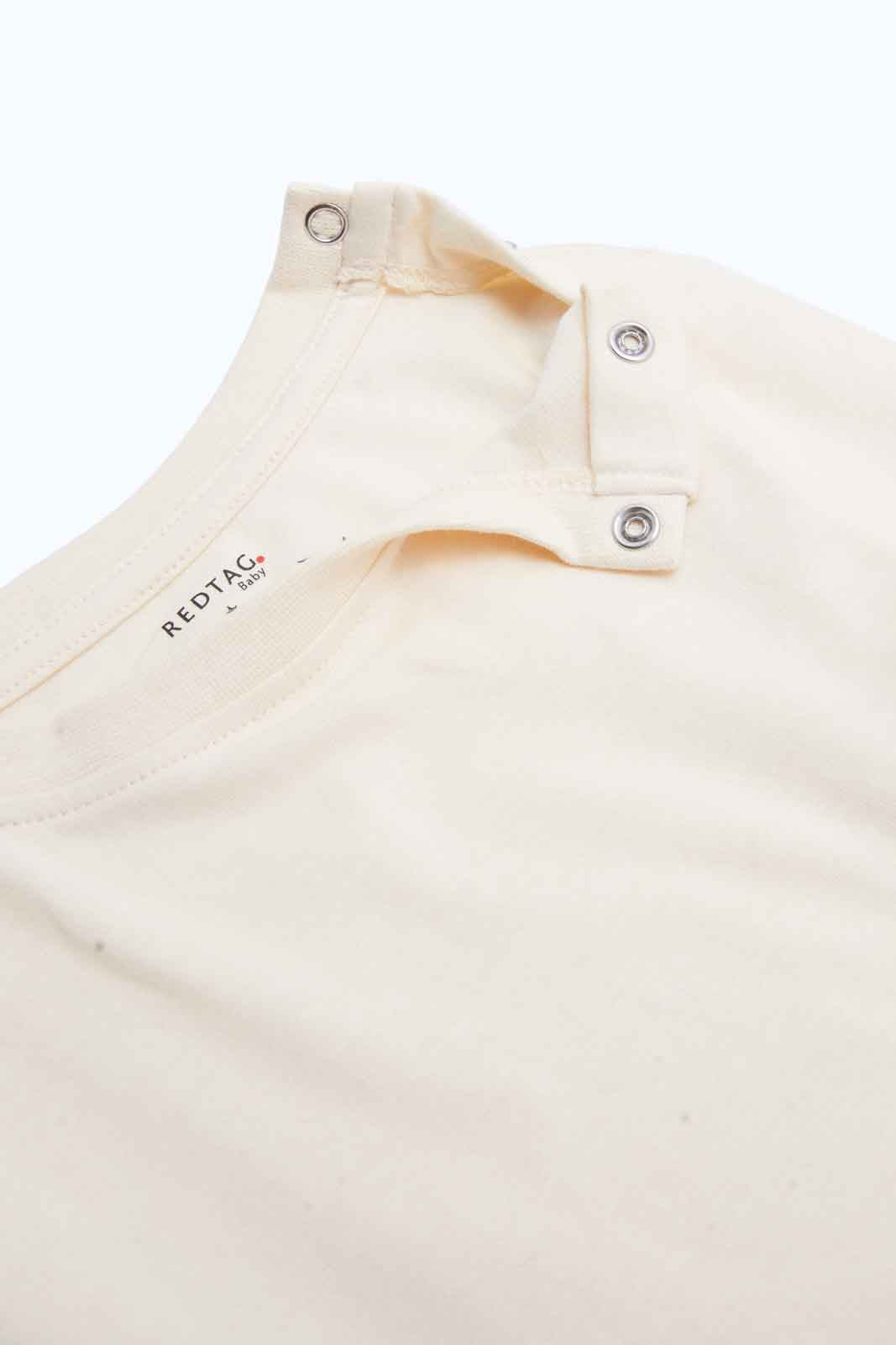 Redtag-Boys-Stone-Bear-Dungaree-With-Cream-Tee-Category:Sets,-Colour:Beige,-Deals:New-In,-Dept:Boys,-Filter:Infant-Boys-(3-to-24-Mths),-INB-Sets,-New-In-INB-APL,-Non-Sale,-S23B,-Section:Boys-(0-to-14Yrs)-Infant-Boys-3 to 24 Months