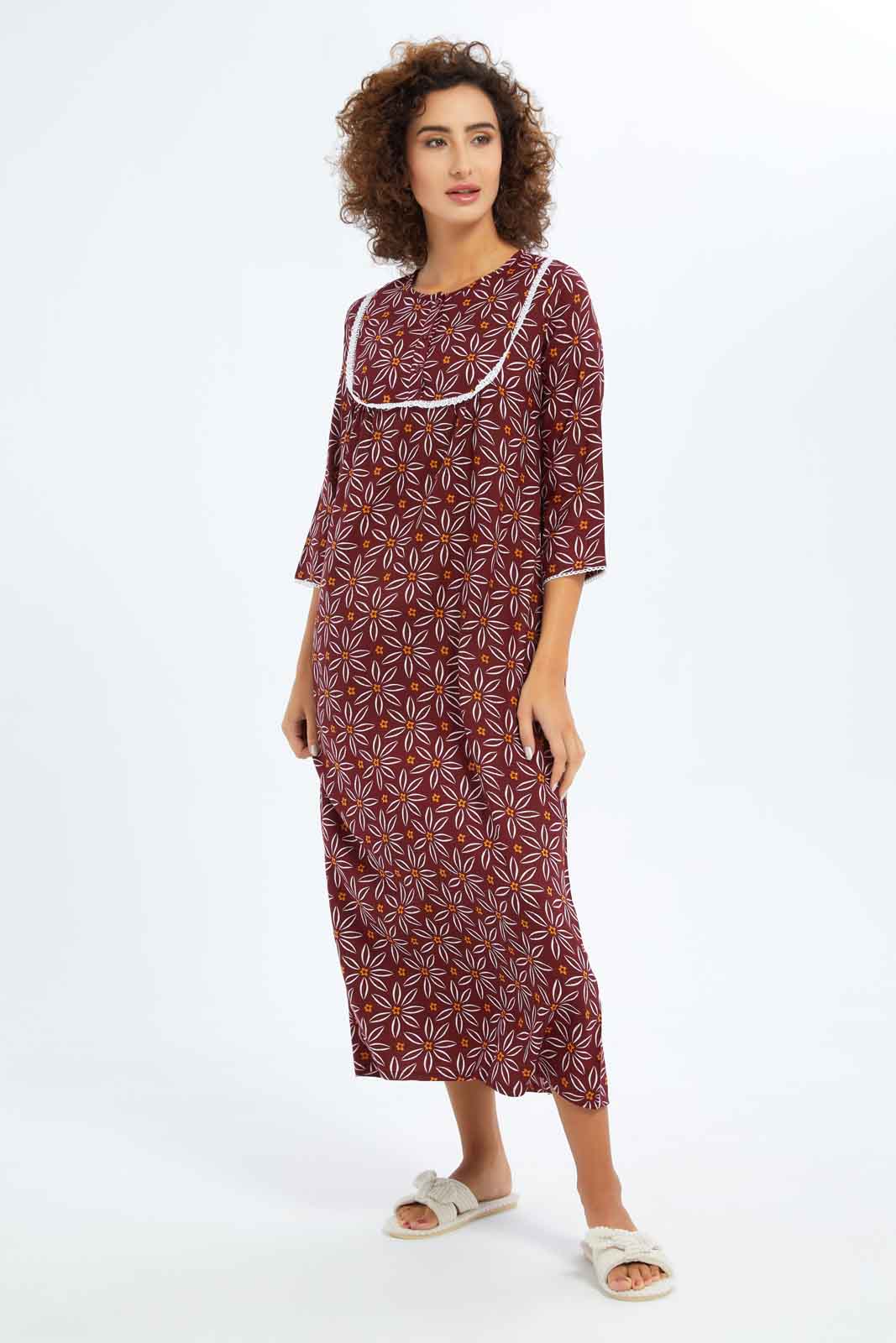 Redtag-Women-Long-Sleeves-Printed-Night-Gown-Category:Nightgowns,-Colour:Assorted,-Deals:New-In,-Dept:Ladieswear,-Filter:Women's-Clothing,-New-In-Women-APL,-Non-Sale,-S23A,-Section:Women,-Women-Nightgowns--