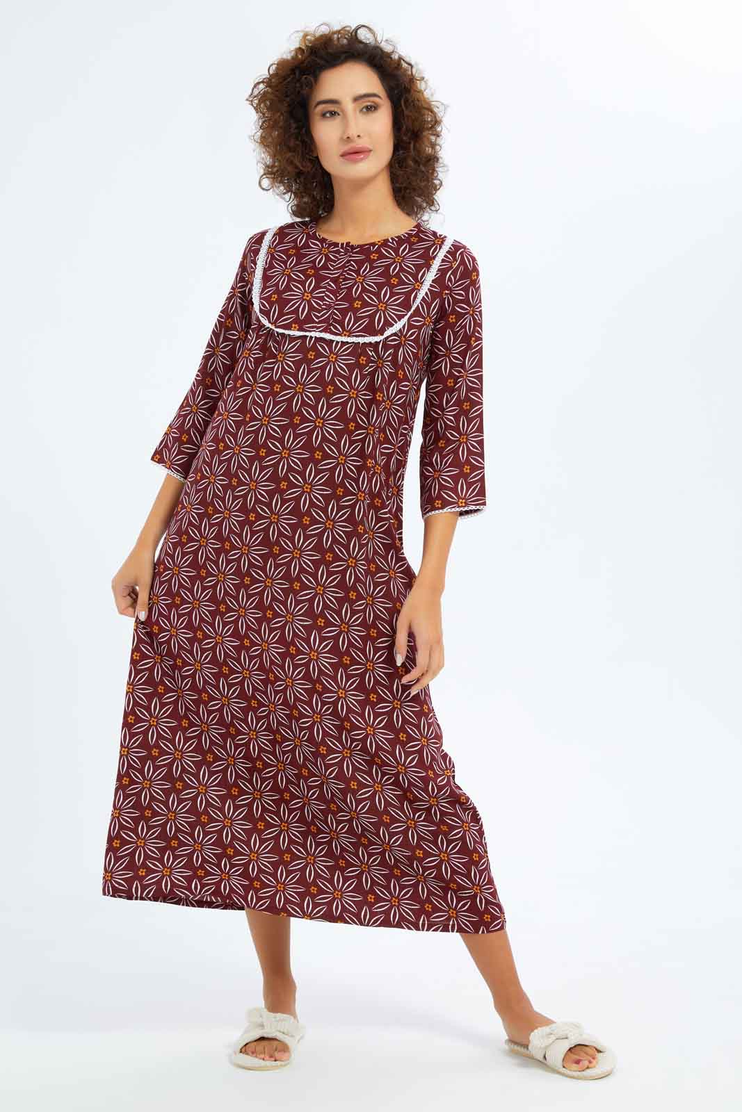 Redtag-Women-Long-Sleeves-Printed-Night-Gown-Category:Nightgowns,-Colour:Assorted,-Deals:New-In,-Dept:Ladieswear,-Filter:Women's-Clothing,-New-In-Women-APL,-Non-Sale,-S23A,-Section:Women,-Women-Nightgowns--