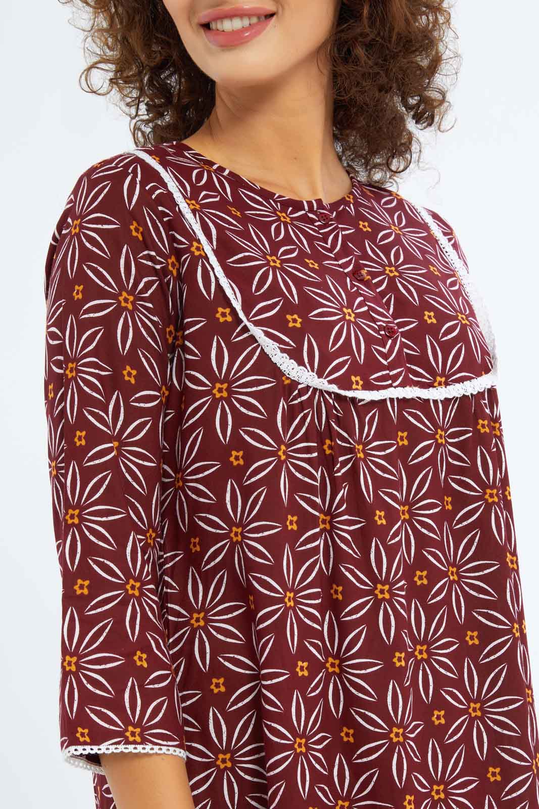 Redtag-Women-Long-Sleeves-Printed-Night-Gown-Category:Nightgowns,-Colour:Assorted,-Deals:New-In,-Dept:Ladieswear,-Filter:Women's-Clothing,-New-In-Women-APL,-Non-Sale,-S23A,-Section:Women,-Women-Nightgowns--